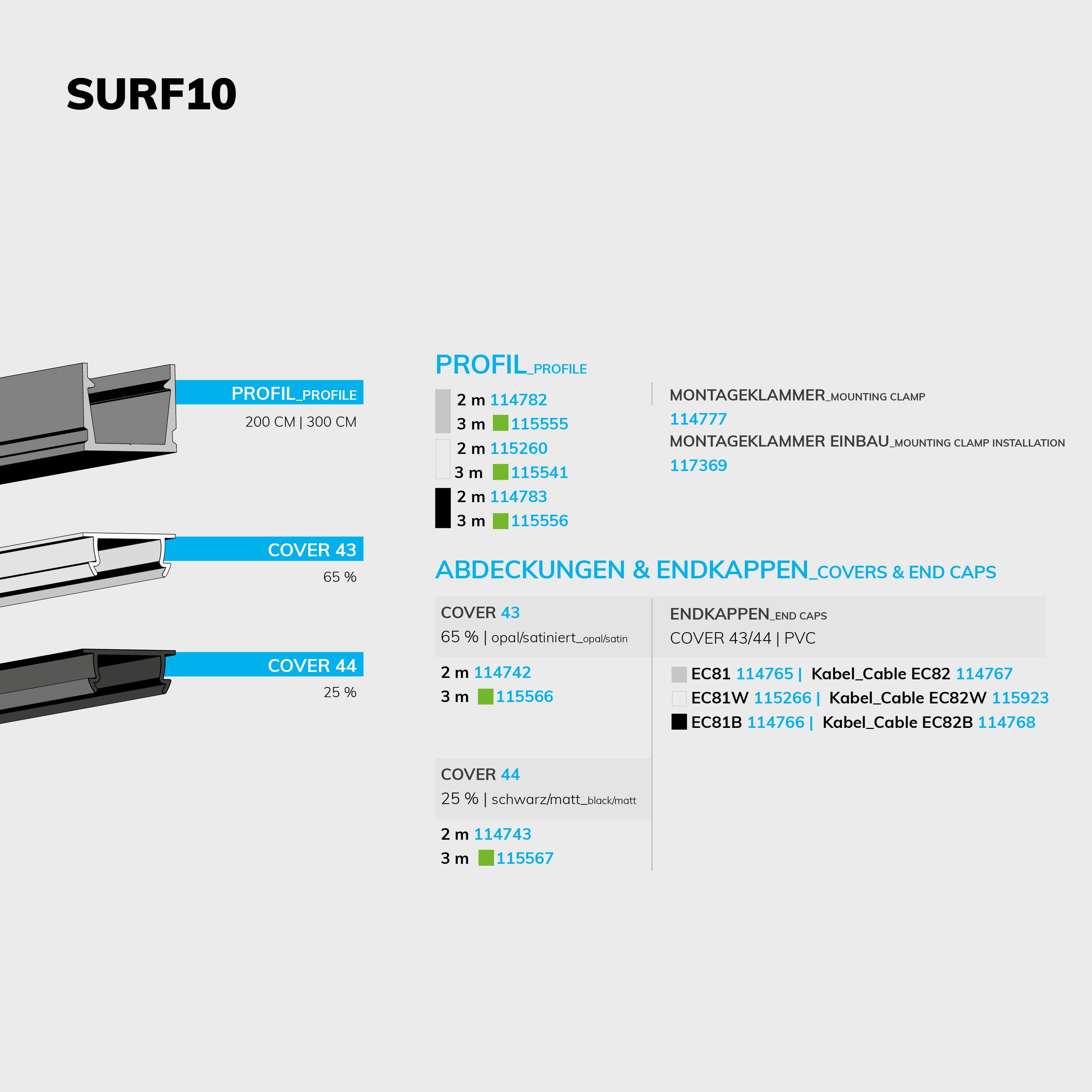 ISOLED LED Aufbauprofil SURF10 Aluminium weiß RAL 9010, 200cm - 4