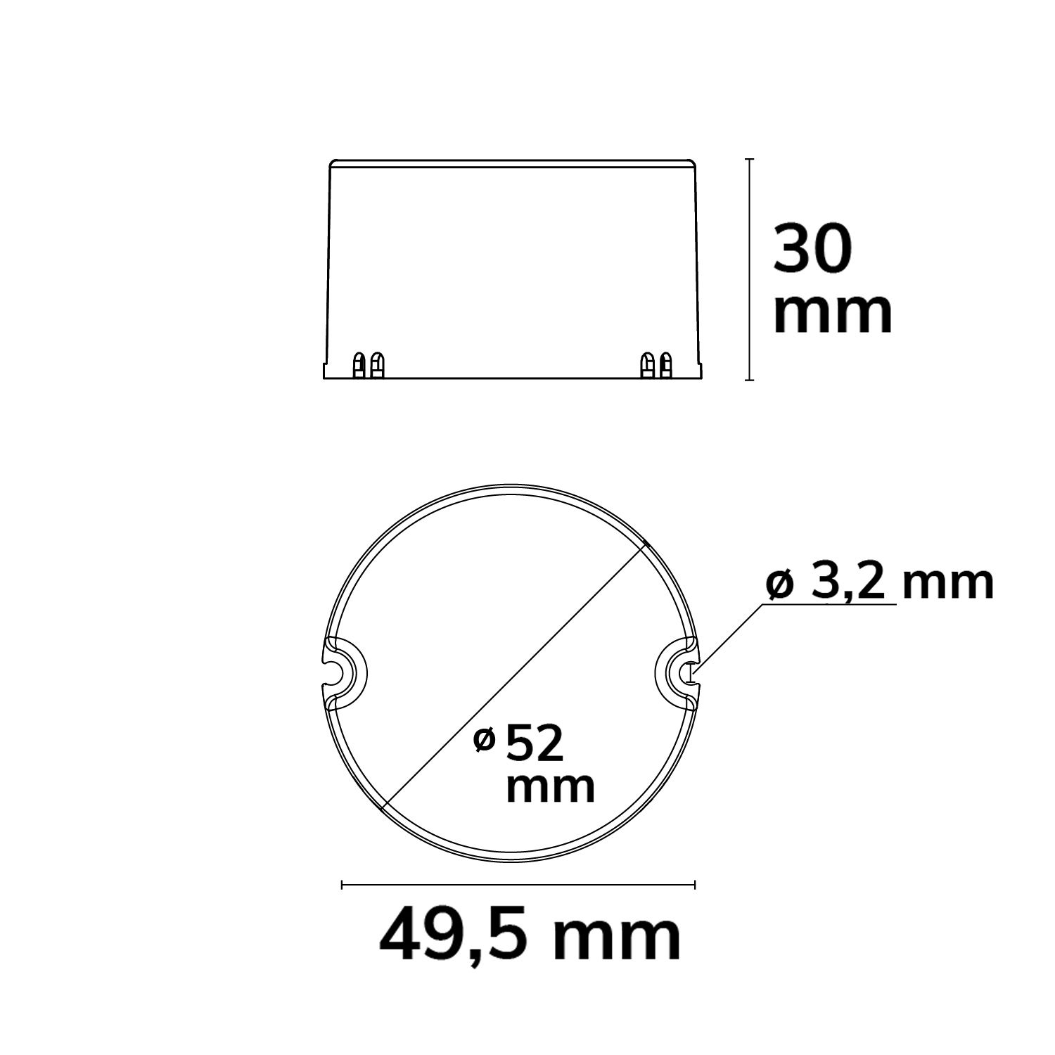 ISOLED LED Schalterdosen-PWM-Trafo 24V/DC, 12-25W, Tiefe 30mm, IP65, dimmbar, SELV - 2