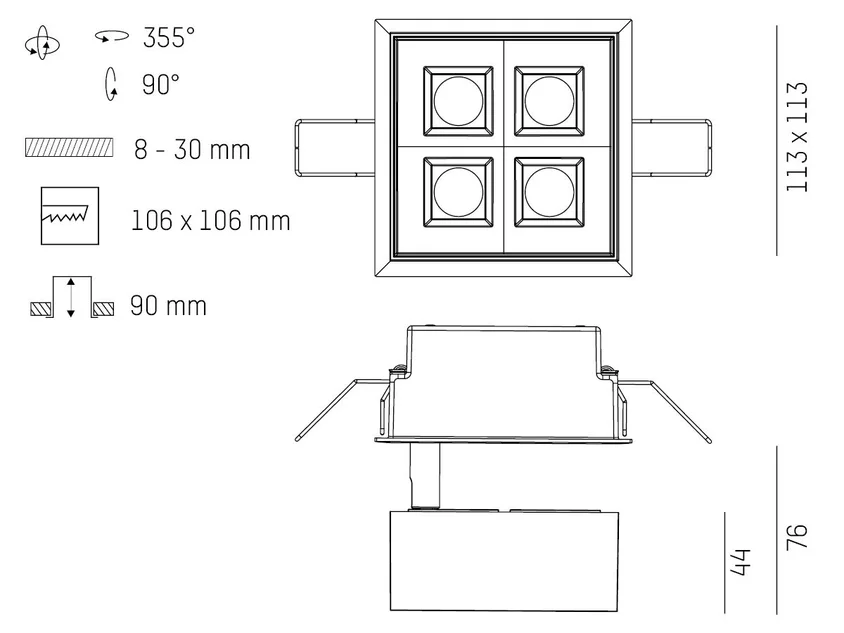 Molto Luce GRID SEMI RECESSED (weiß) - 2