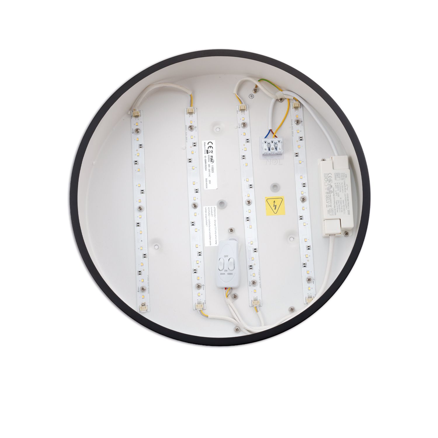 ISOLED LED Deckenleuchte schwarz, 25W, rund, DN400, ColorSwitch 3000|3500|4000K, dimmbar - 2