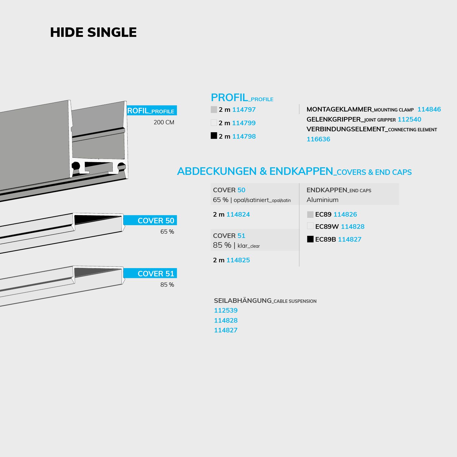 ISOLED LED Aufbauleuchtenprofil HIDE SINGLE Aluminium schwarz RAL 9005, 200cm - 4