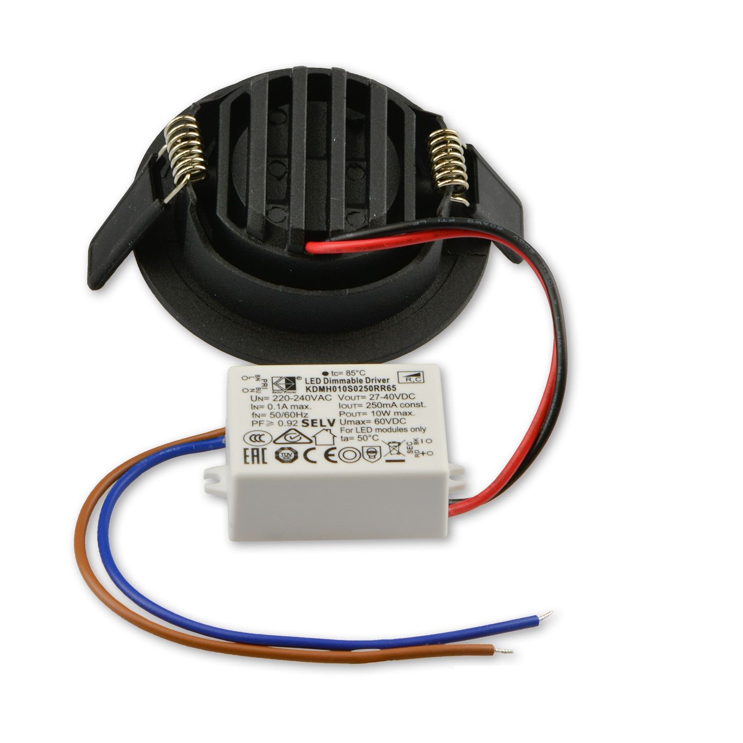 ISOLED LED Einbauleuchte Slim68 schwarz, rund, 9W, warmweiß, dimmbar - 3
