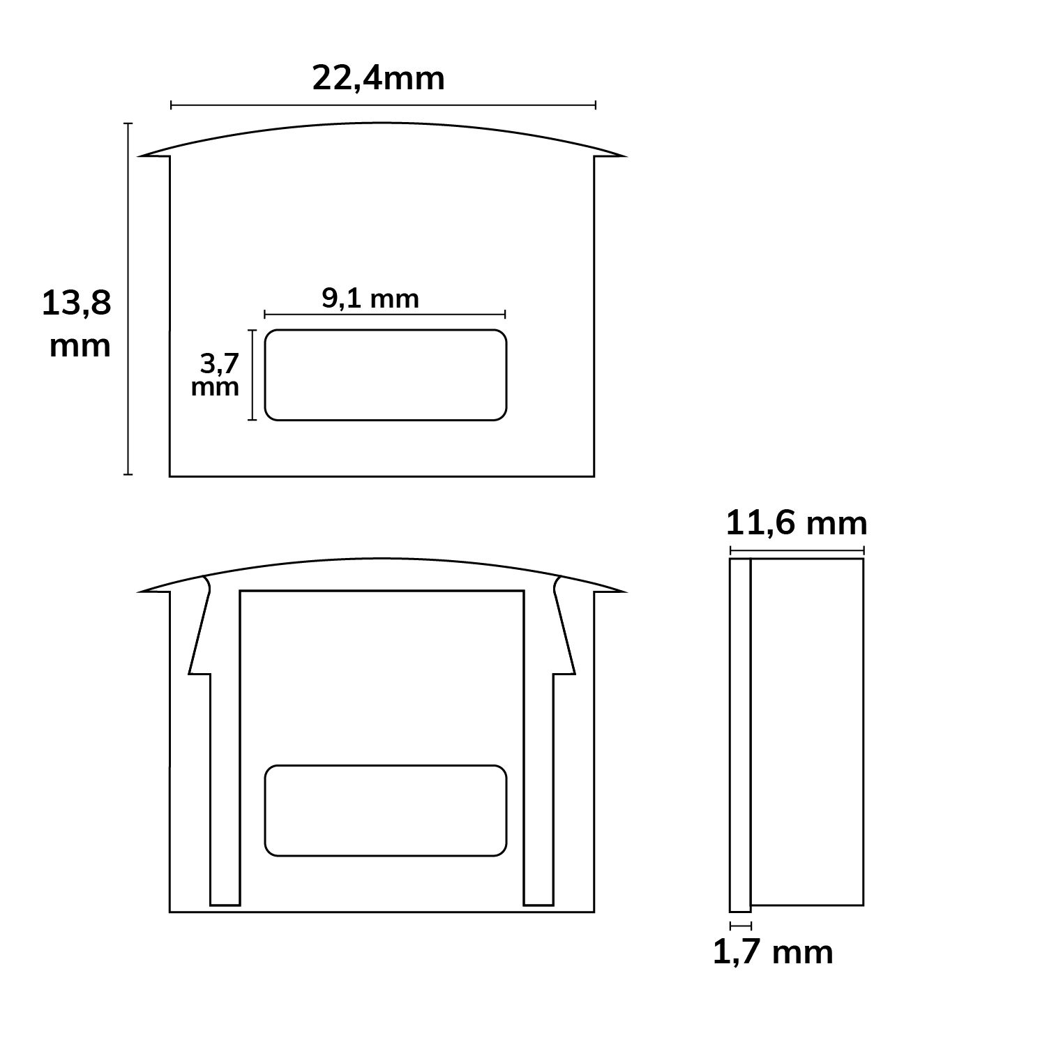 ISOLED Endkappe EC8W für Profil DIVE12 mit Kabeldurchführung, weiß, 1 STK - 2