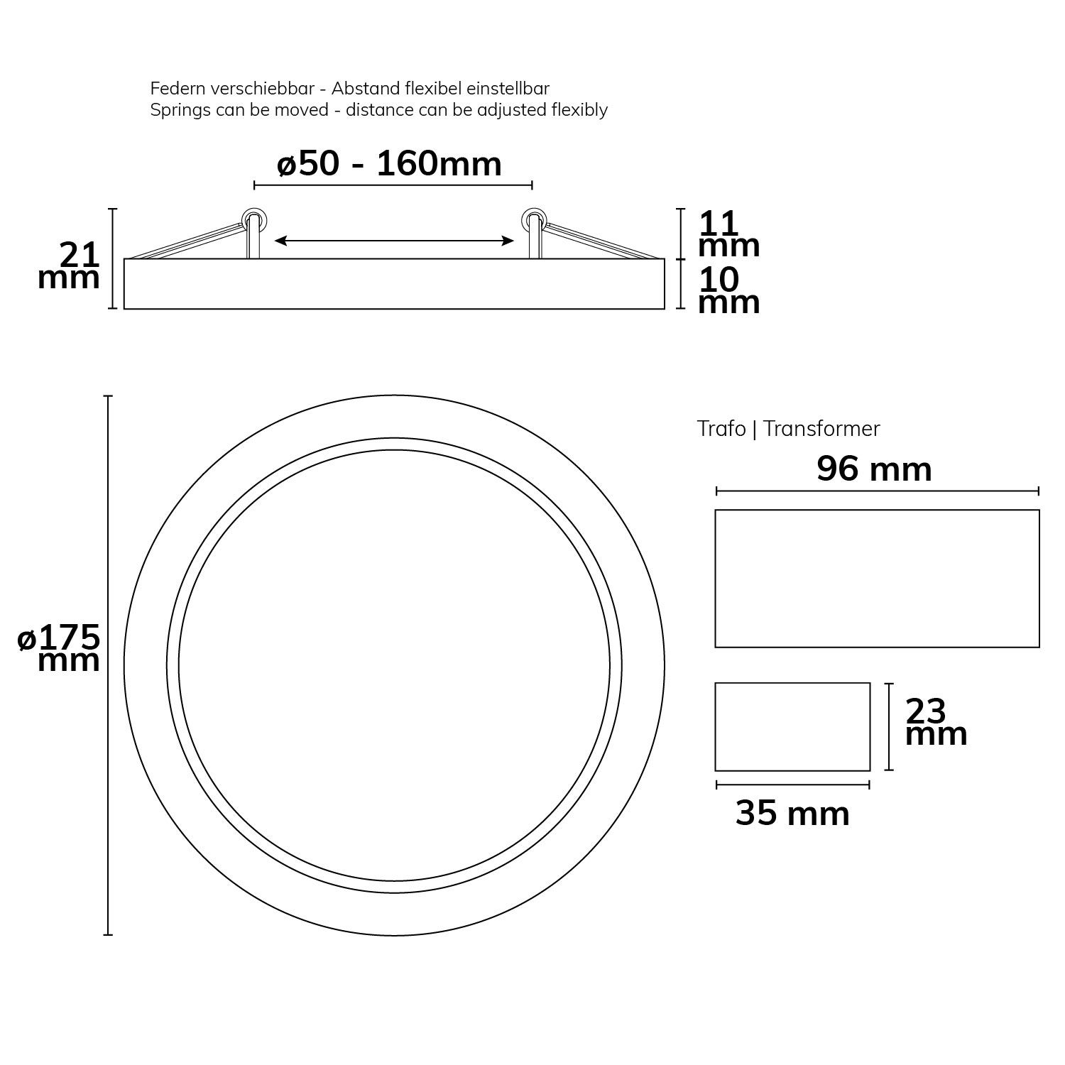 ISOLED LED Downlight Flex 15W, prismatisch, 120°, Lochausschnitt 50-160mm, warmweiß - 3