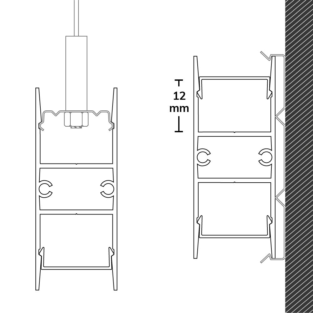 ISOLED LED Aufbauleuchtenprofil HIDE DOUBLE Aluminium schwarz RAL 9005, 200cm - 4