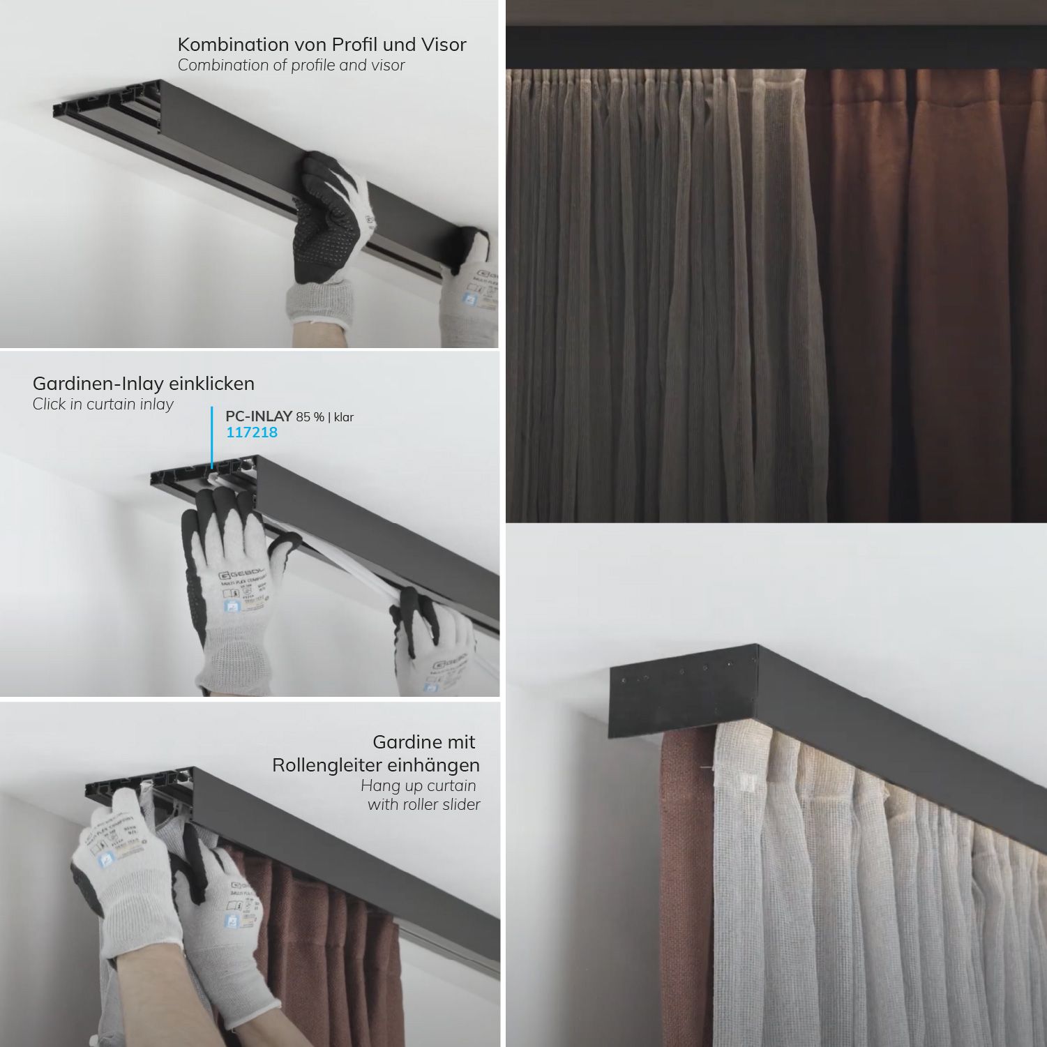 ISOLED Gardinenprofil Curtain10 DOUBLE, schwarz RAL9005, 200cm - 6