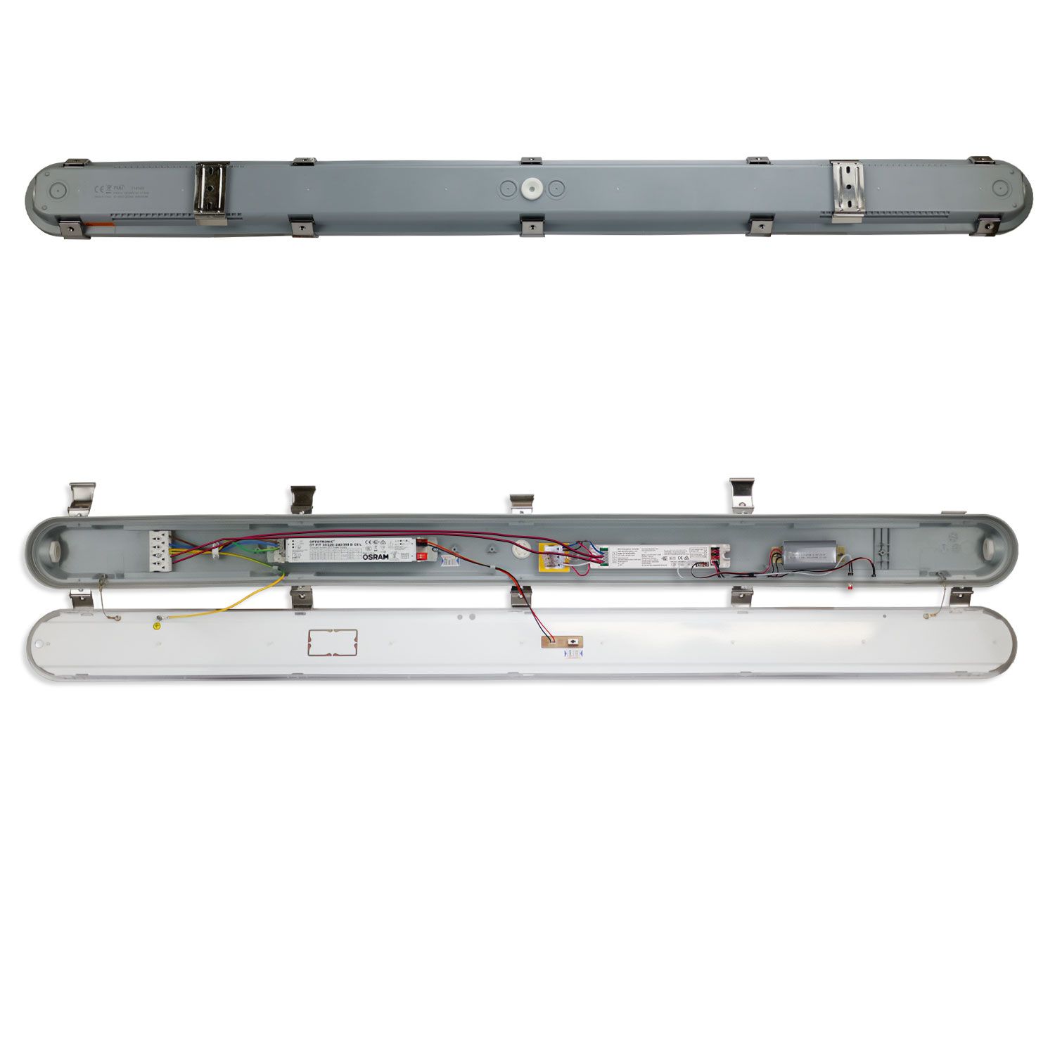 ISOLED LED Wannenleuchte 120cm mit Notlichtfunktion, IP65, PowerSwitch 25-40W, ColorSwitch 3000|4000|5000K - 5