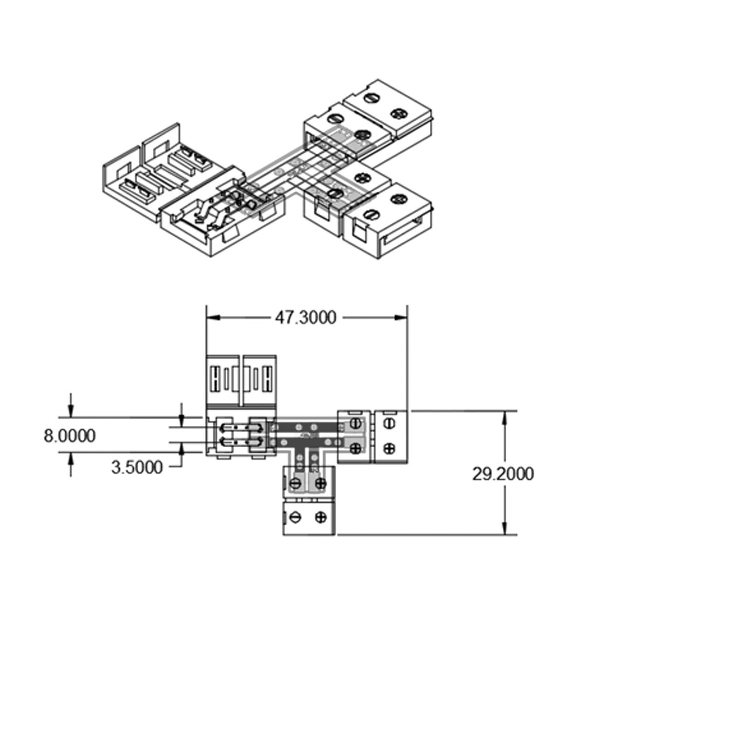 ISOLED Clip-T-Verbinder (max. 5A) C1-28 für 2-pol. IP20 Flexstripes mit Breite 8mm, Pitch >12mm - 2