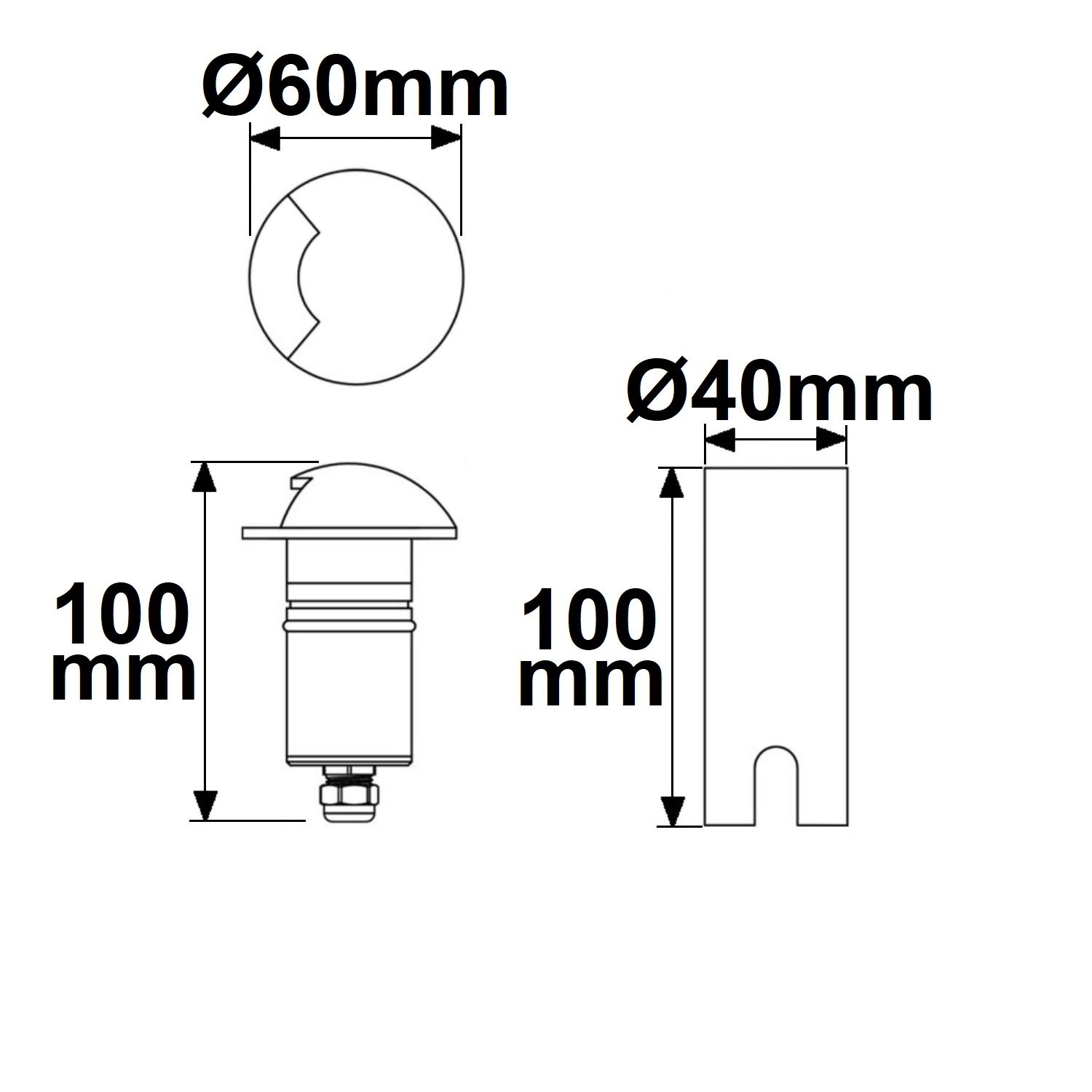 ISOLED LED Bodeneinbaustrahler, rund 1SIDE 60mm, schwarz, 12-24V, IP67, 3W, 60°, warmweiß - 4