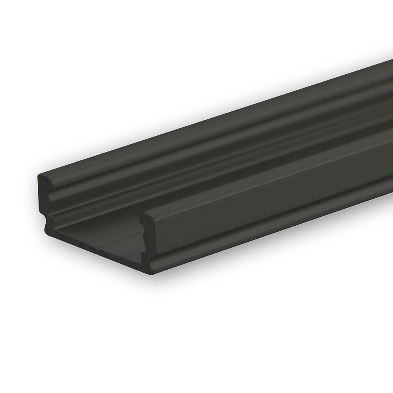 ISOLED LED Aufbauprofil SURF12 FLAT Aluminium schwarz pulverbeschichtet RAL 9005, 200cm - 1