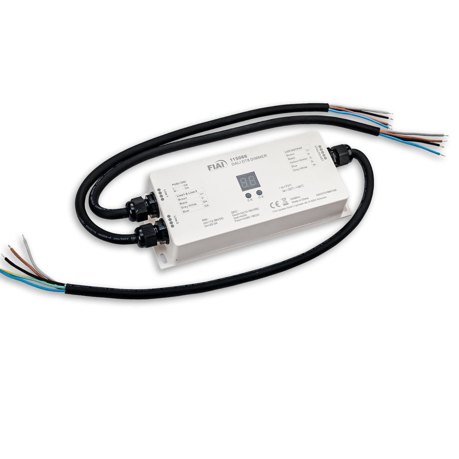 ISOLED DALI DT8 1 Adresse Universal Push-Dim PWM-Dimmer IP67, 4 Kanal, 12-36V 4x5A - 1