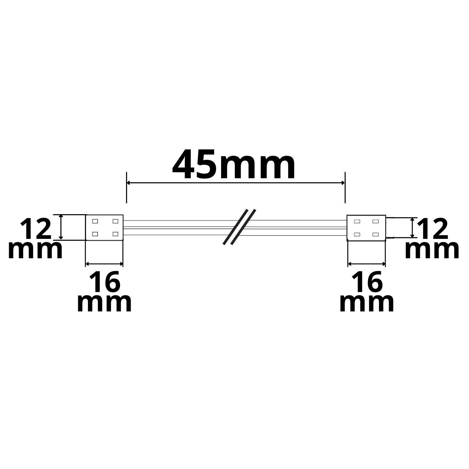 ISOLED Kontakt-Verbinder mit Kabel Universal (max. 5A) K2-210 für 2-pol. IP20 Flexstripes mit Breite 10mm - 2