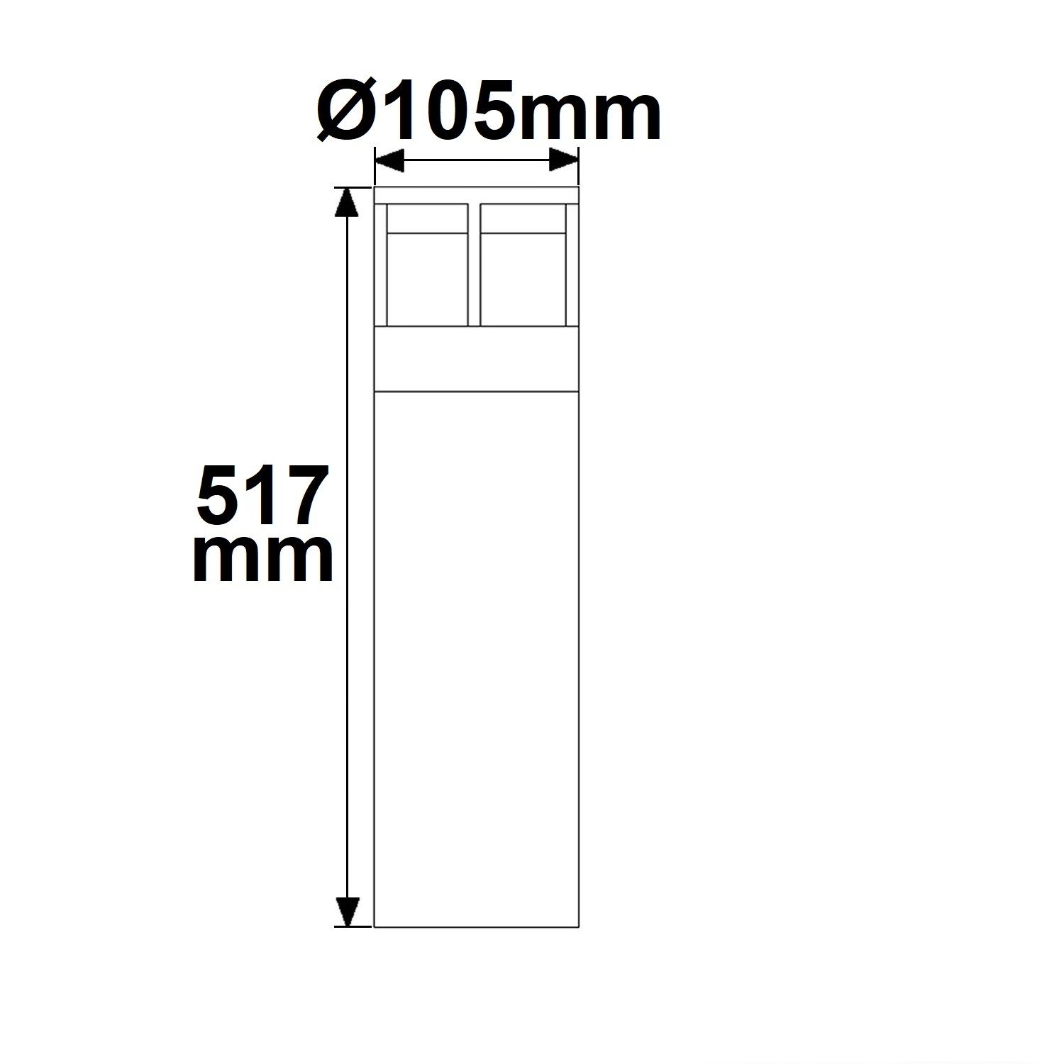 ISOLED LED Wegeleuchte Poller-5, 50cm, 6W, sandschwarz, warmweiß - 3