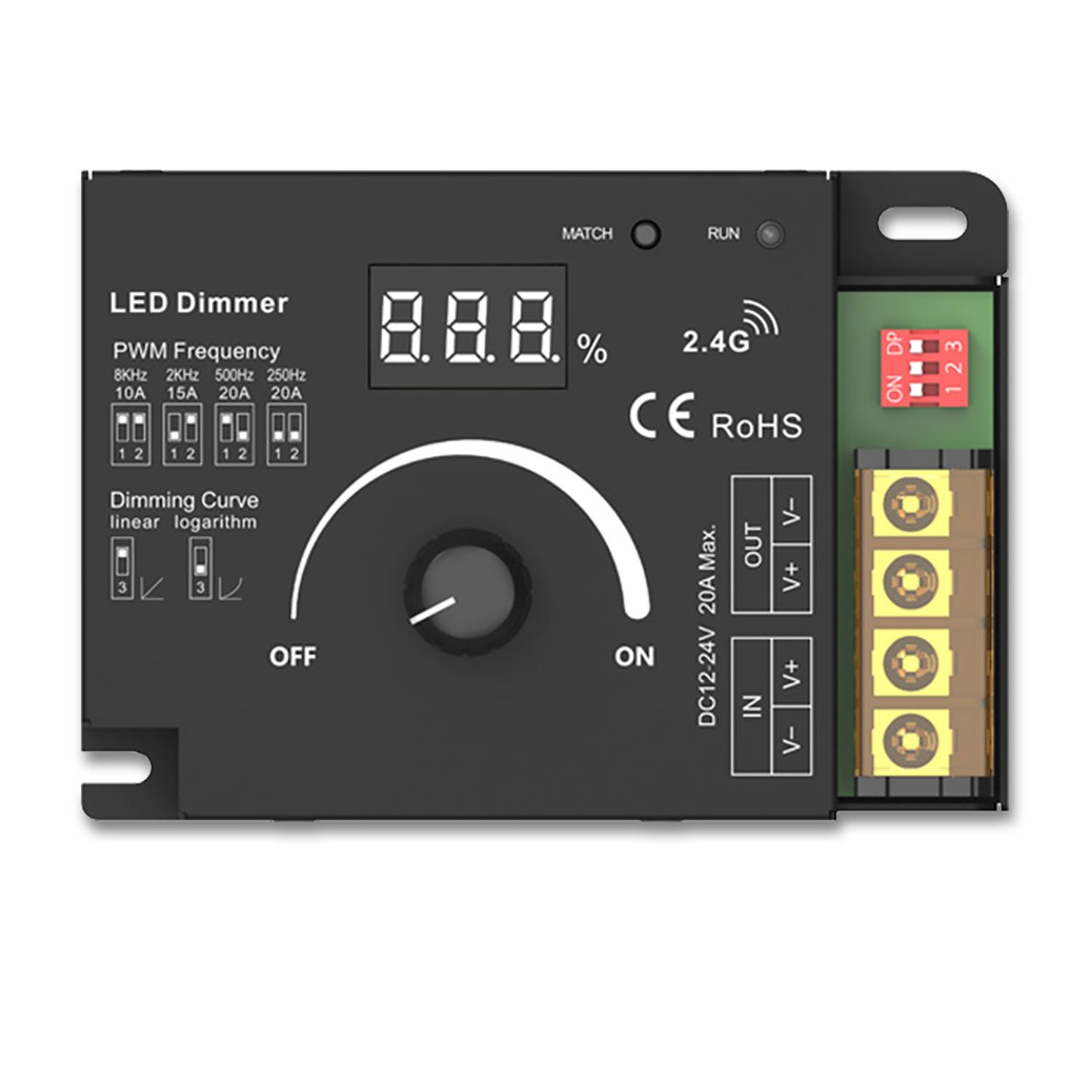 ISOLED Sys-Pro Dreh/Funk Mesh Multi-PWM-Dimmer, 1 Kanal, 12-24V DC 10-20A, 36-48V DC 15A - 2
