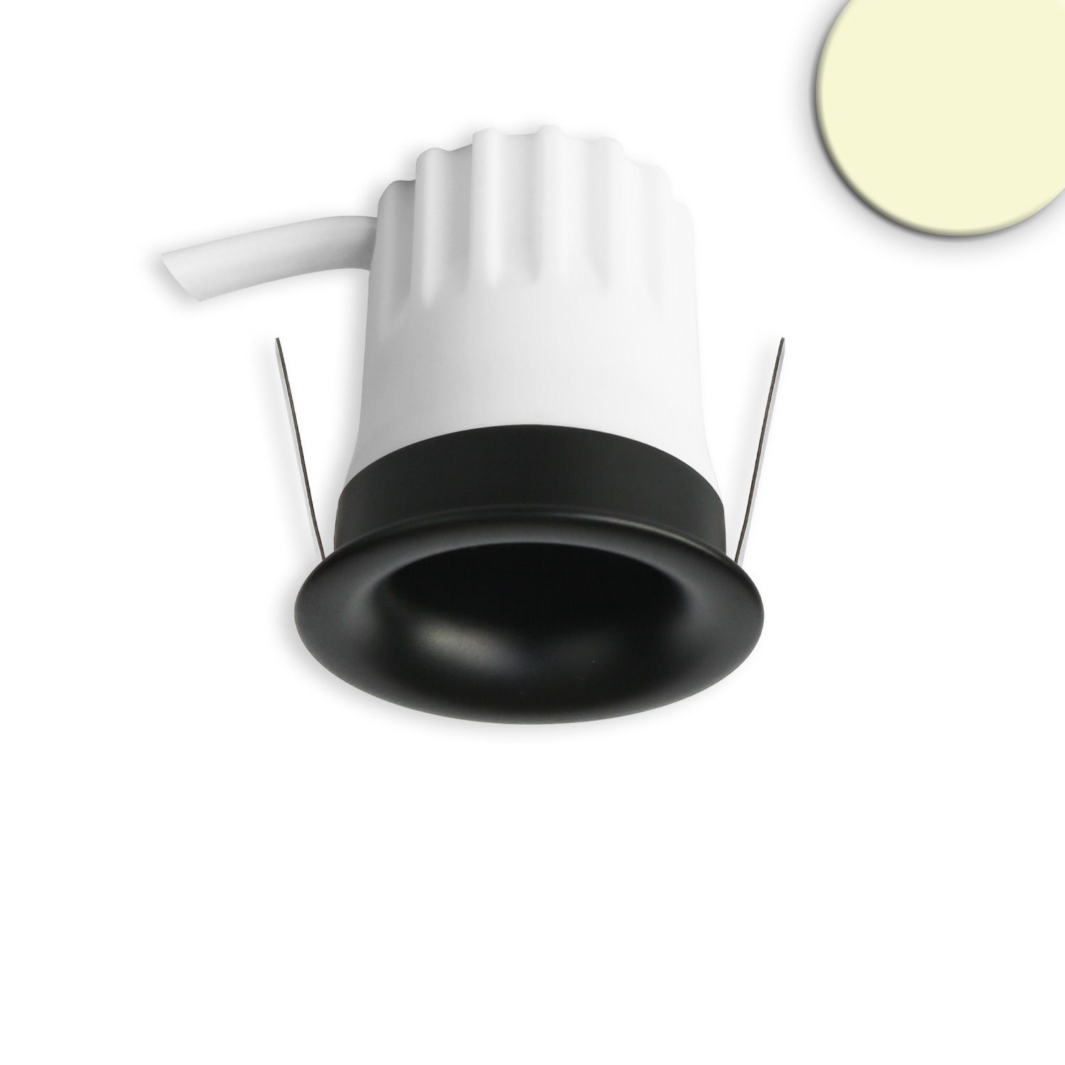 ISOLED LED Einbaustrahler BACK32, schwarz matt, rund, 5W, CRI90, 3000K, rückversetzt, Honeycomb, dimmbar - 1