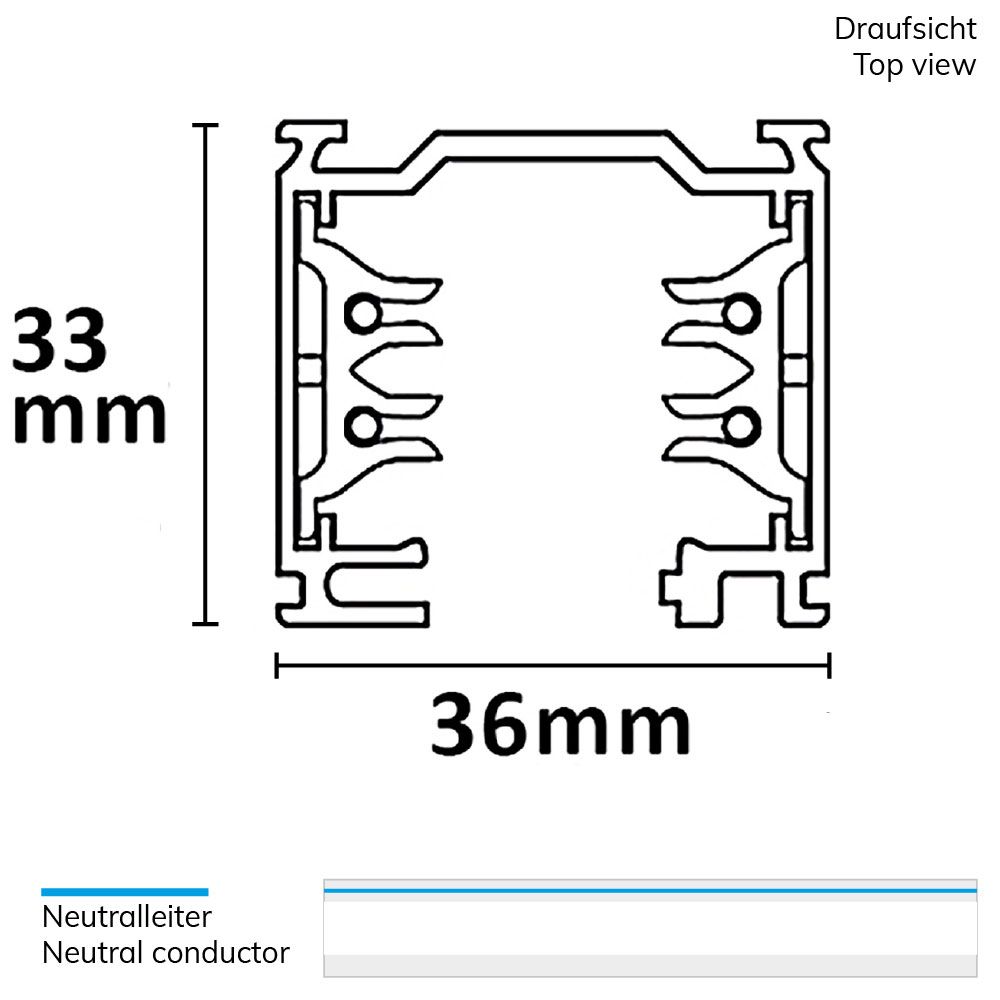 ISOLED 3-Phasen Classic Stromschiene, 2m, schwarz - 2