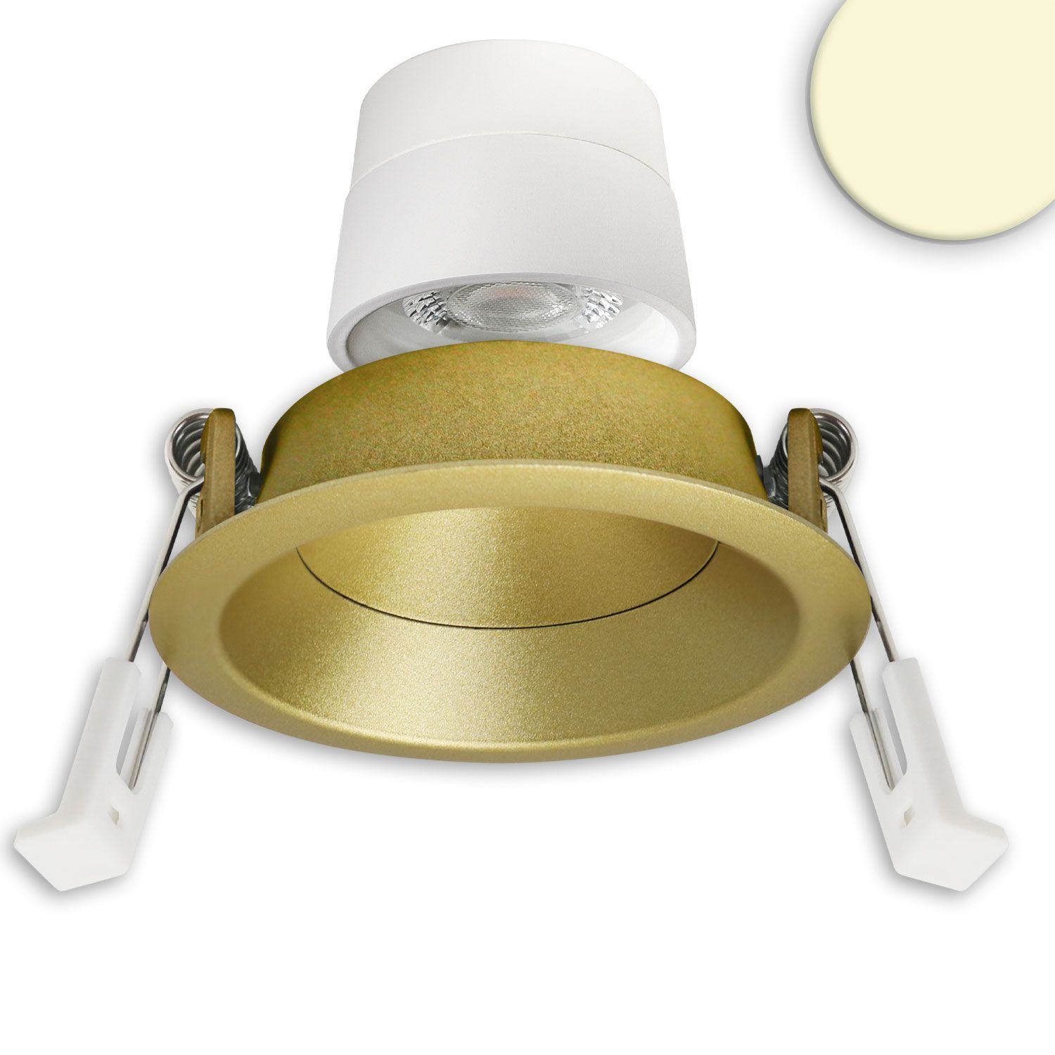 ISOLED LED Einbaustr. Back68, gold, rund, 5W, CRI90, 3000K, schwenkbar, rückvers., UGR