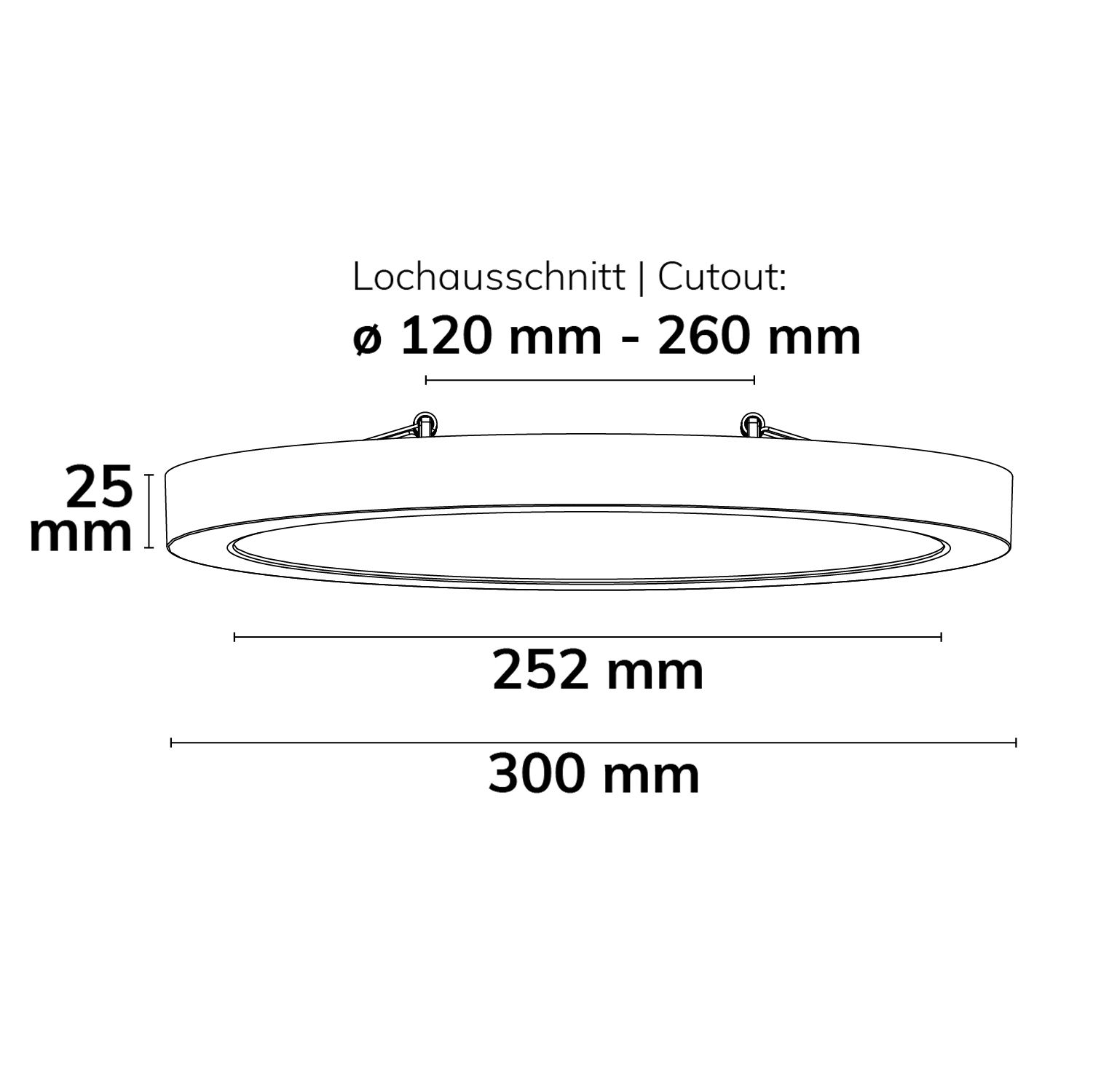 ISOLED LED Aufbau/Einbauleuchte Flex Pro DN300, 22W, weiß, 120lm/W, 3000|3500|4000K, dimmbar - 4