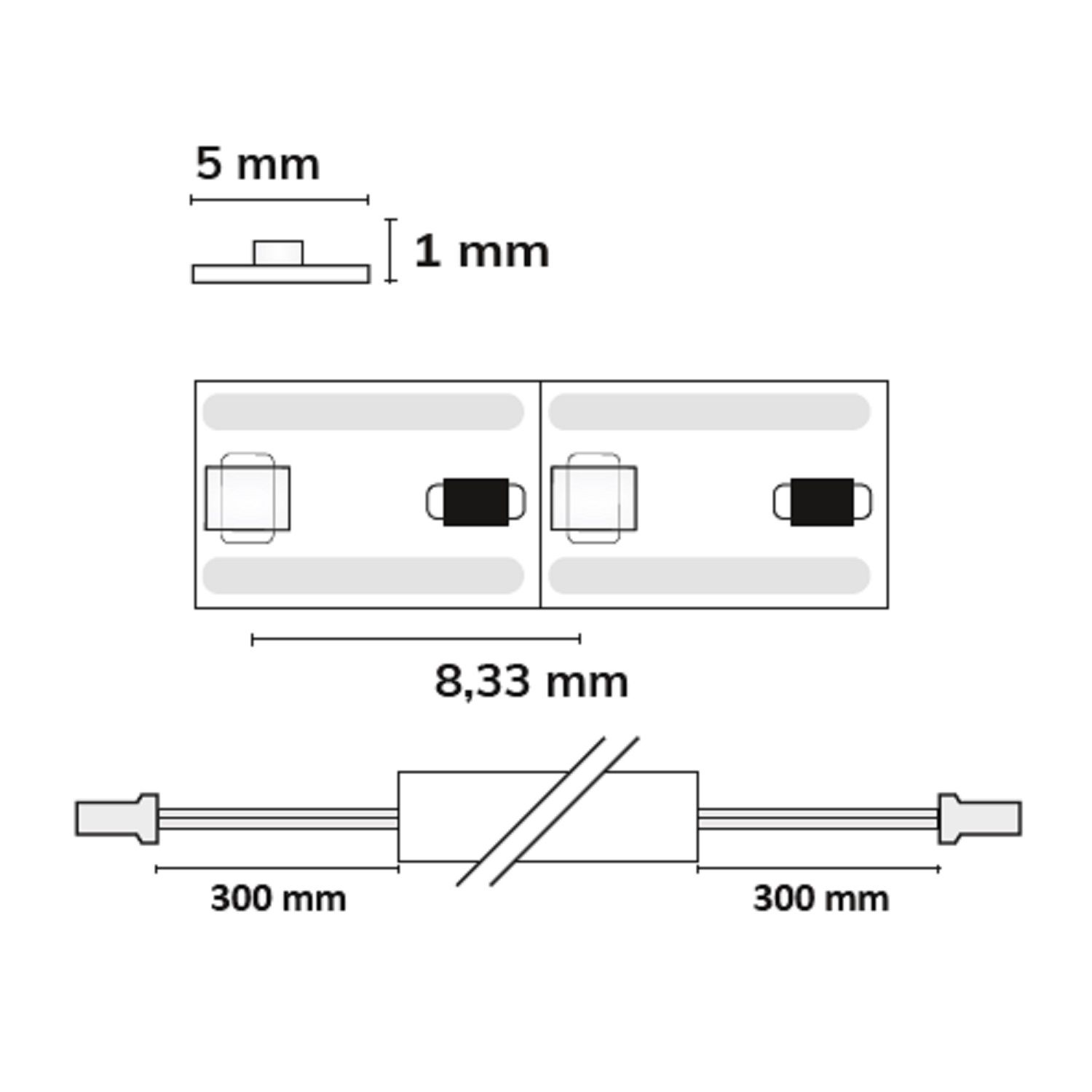 ISOLED LED CRI930 MiniAMP Flexband, 12V DC, 7W, IP20, 3000K, 500cm, Kabel beids. + maleAMP, 120 LED/m - 3