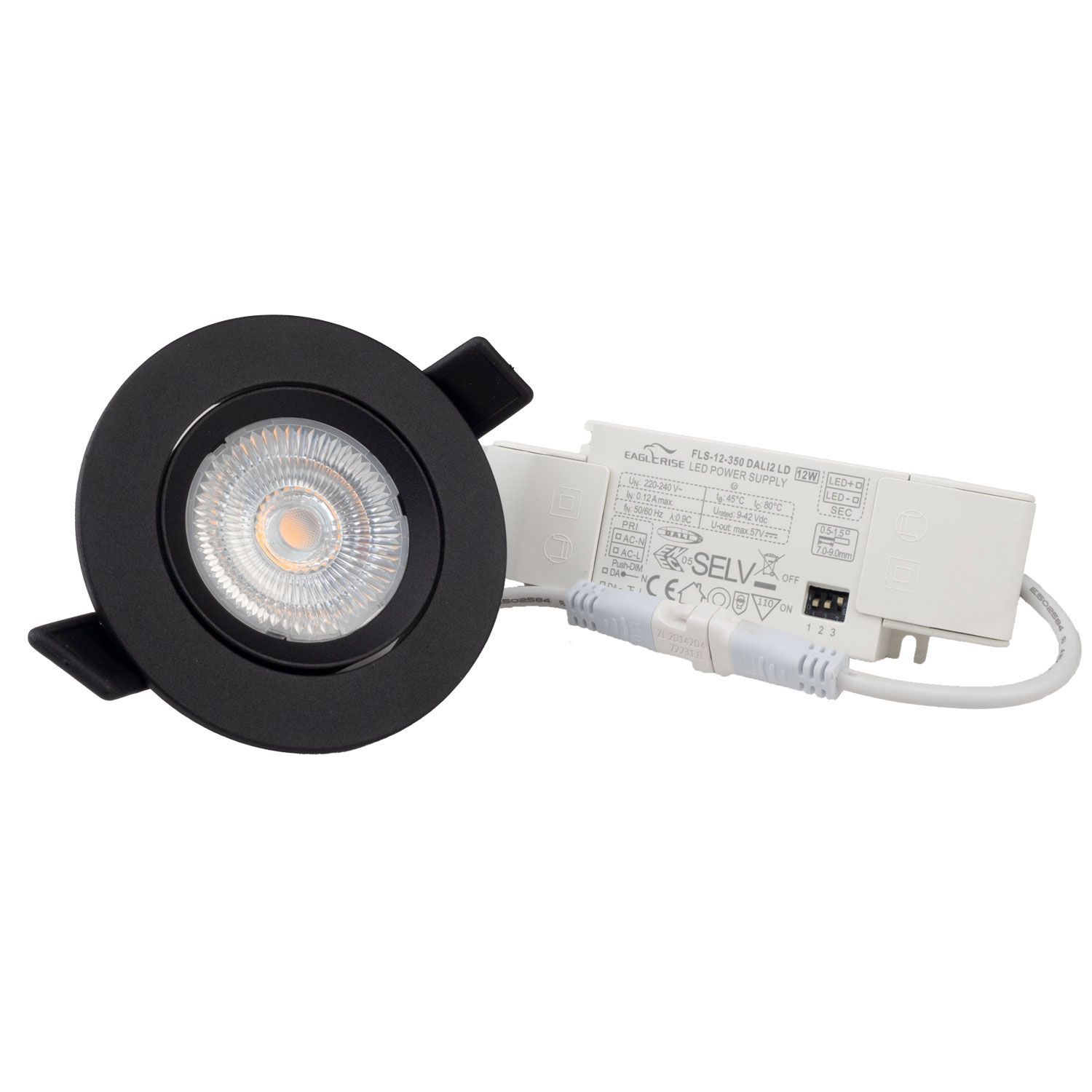 ISOLED LED Einbauleuchte Slim68 Alu schwarz, rund, 9W, warmweiß, DALI dimmbar - 4