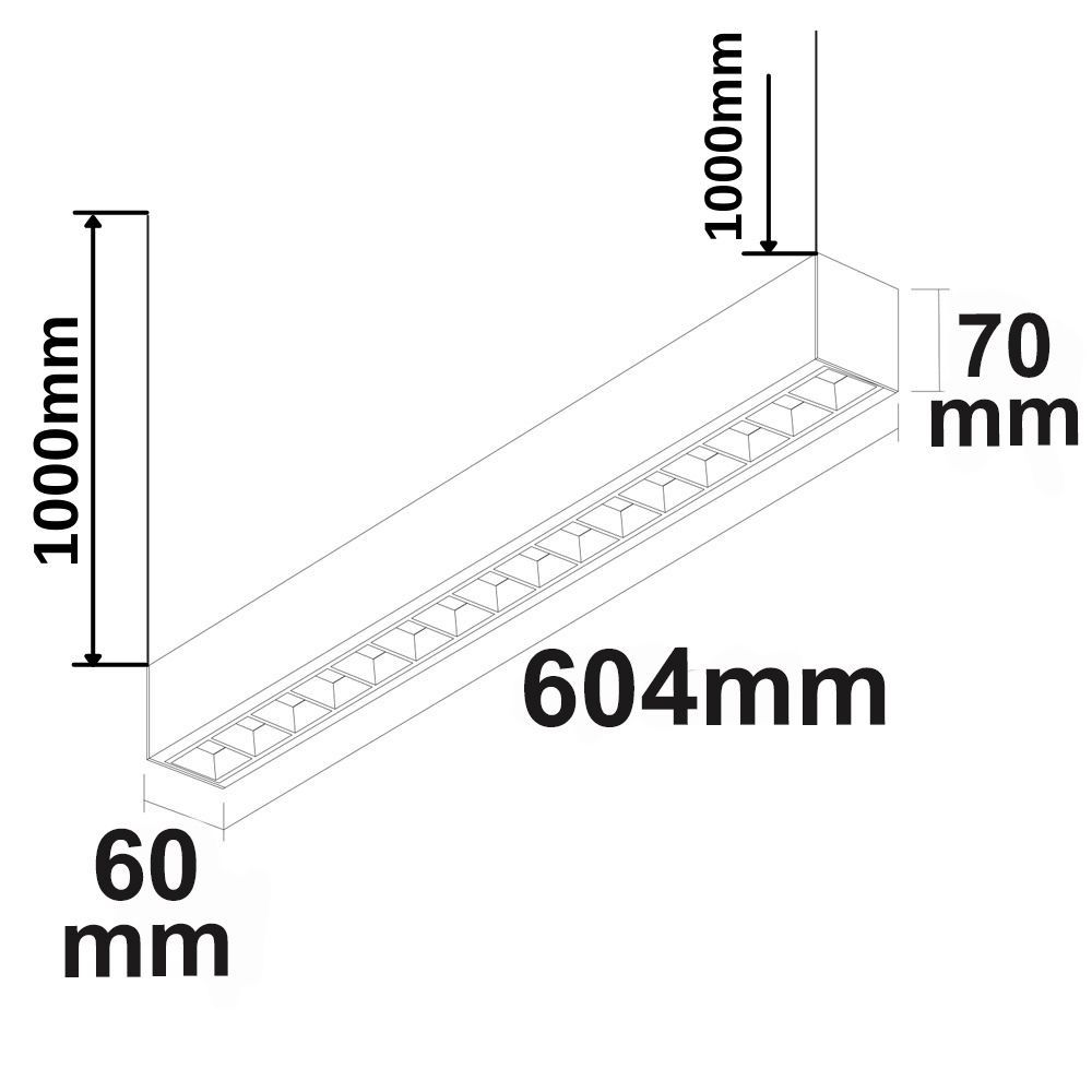ISOLED LED Aufbau/Hängeleuchte Linear Raster 20W, anreihbar, schwarz, 3000|3500|4000K, inkl.Seil exkl.Kabel - 3