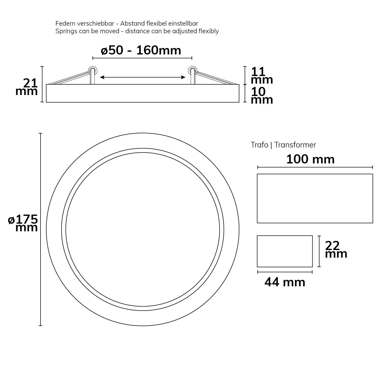 ISOLED LED Downlight Flex 15W, prismatisch, 120°, Lochausschnitt 50-160mm, warmweiß, dimmbar - 3