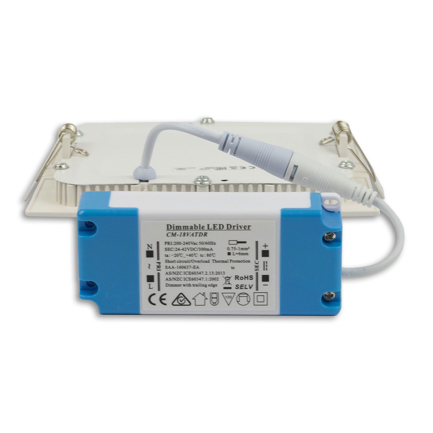 ISOLED LED Downlight, 9W, eckig, ultraflach, blendungsreduziert, weiß, warmweiß, dimmbar CRI90 - 2