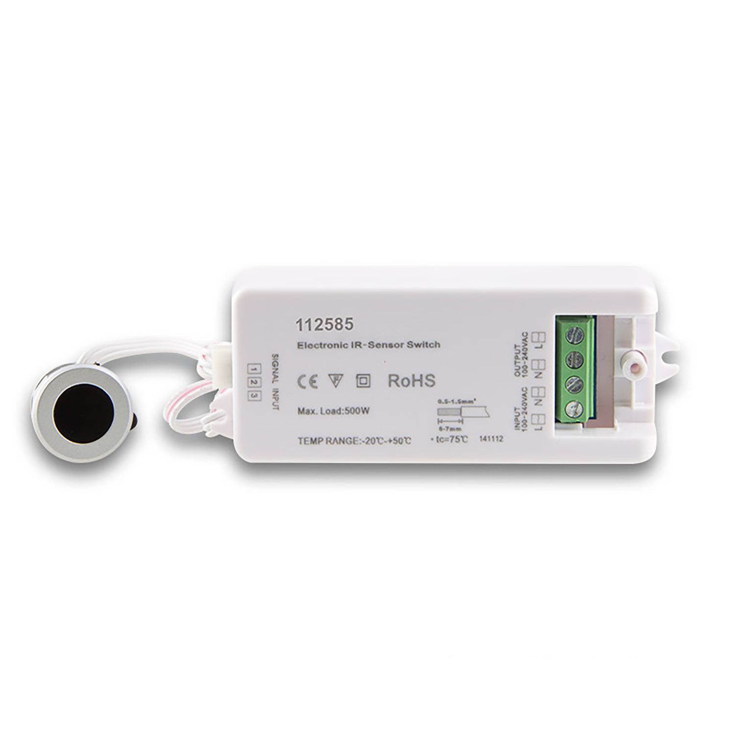 ISOLED Wisch-Schalter mit Sensorkopf silber, Wischdistanz 6cm, 230V, 500VA - 1