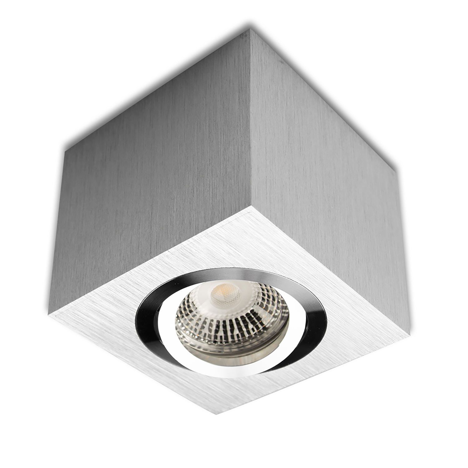 ISOLED Deckenaufbauleuchte eckig für GU10/MR16, Alu gebürstet, exkl. Leuchtmittel - 1