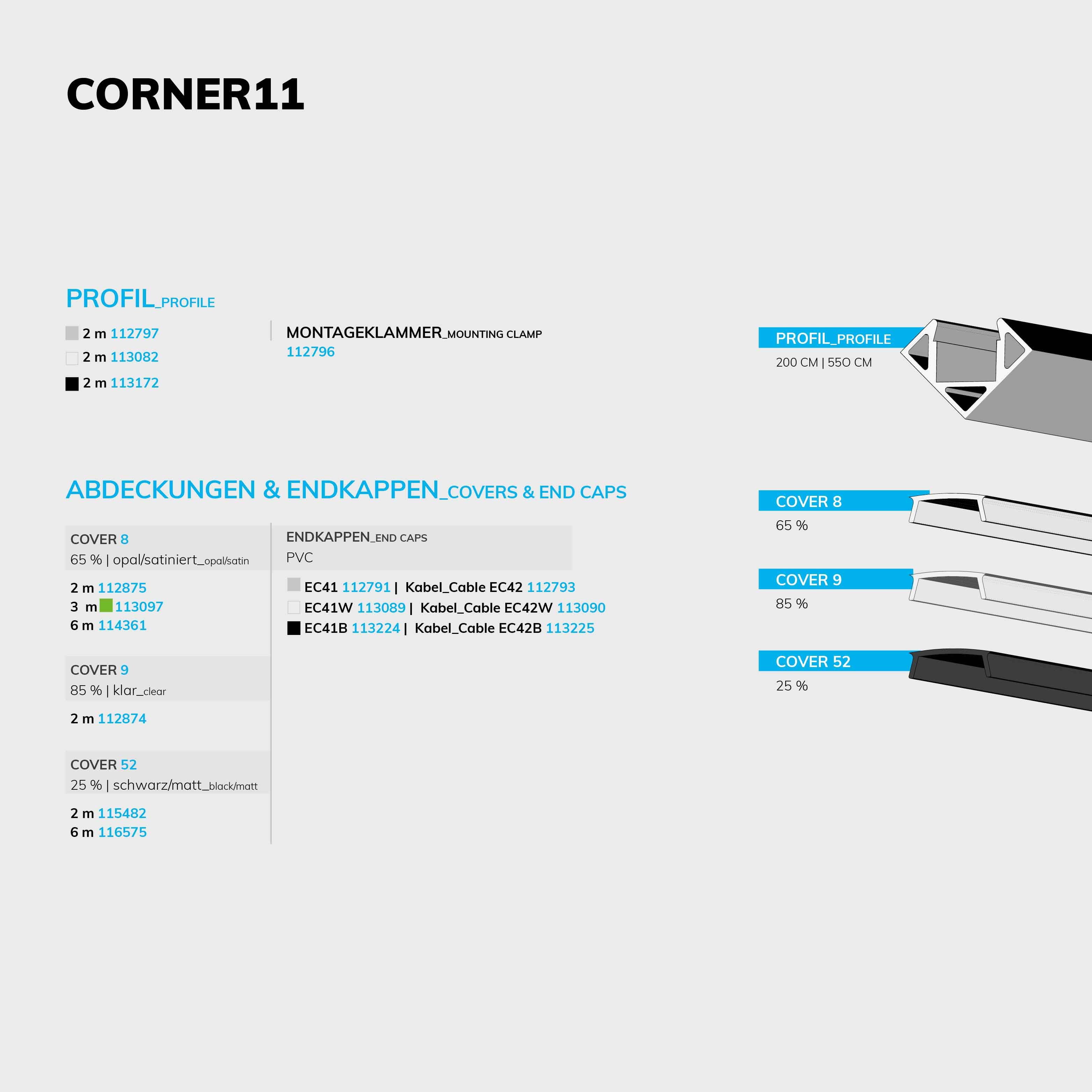 ISOLED LED Eckprofil CORNER11 Aluminium schwarz RAL 9005, 200cm - 3