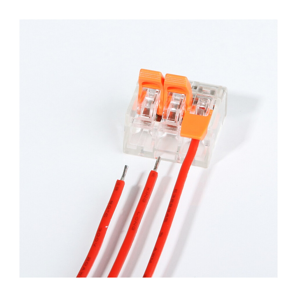 Emilum Verbindungsklemme, 3-polig, 0.2-4 mm², Transparent, Orange (ähnlich WAGO 221-413) - Produktbild 1