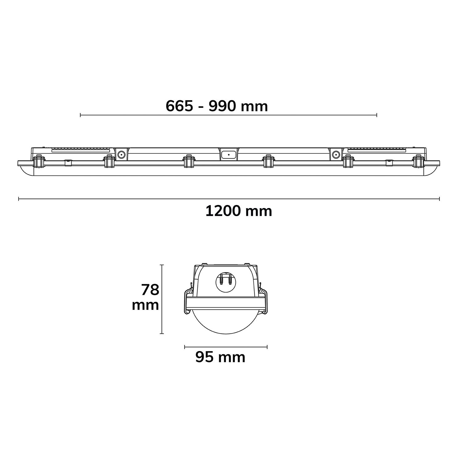 ISOLED LED Wannenleuchte HEQ, 120cm, IP65, 25-40W, 160lm/W, 3000|3500|4000K, CRI80 - 3