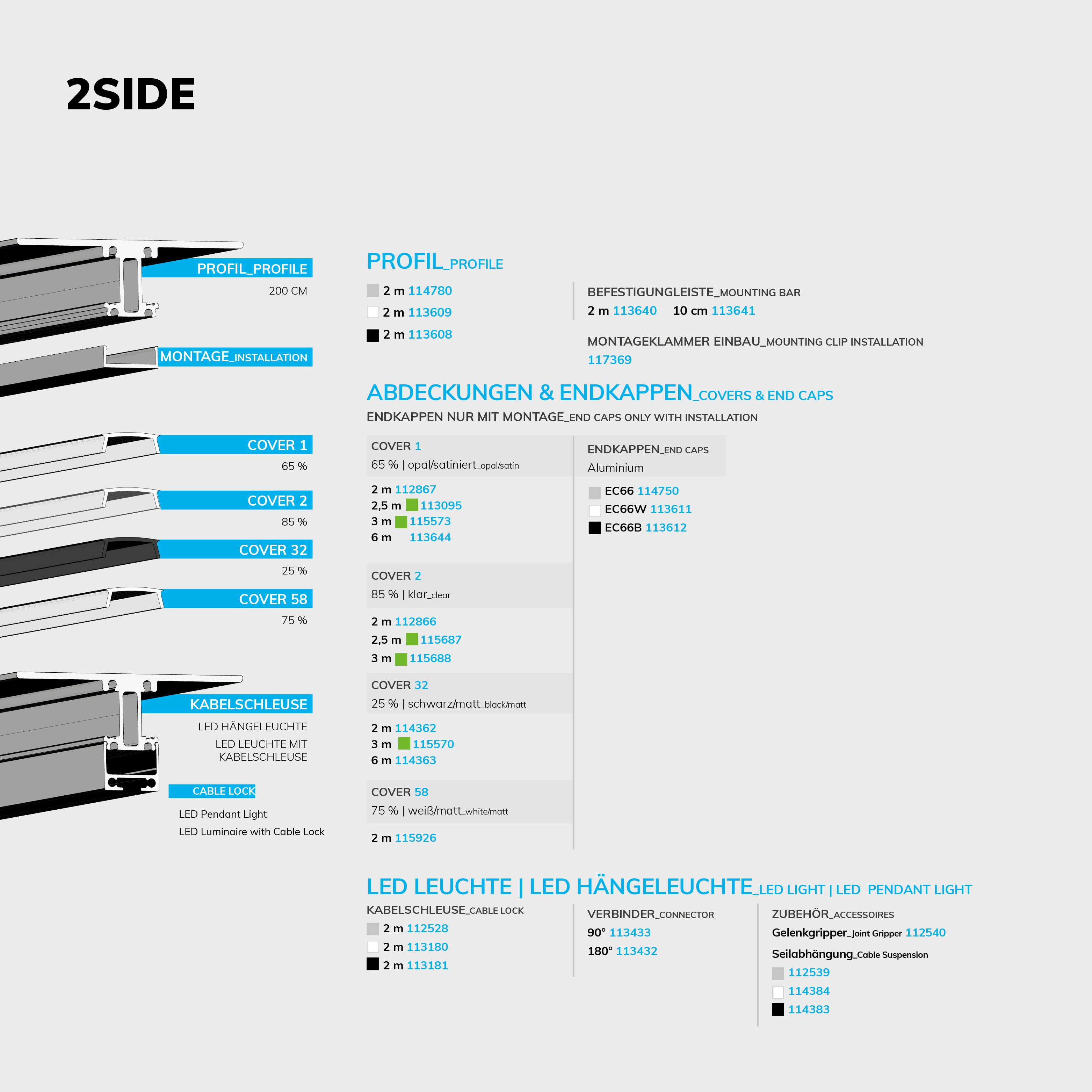 ISOLED LED Leuchtenprofil 2SIDE Aluminium schwarz pulverbeschichtet, 200cm - 5