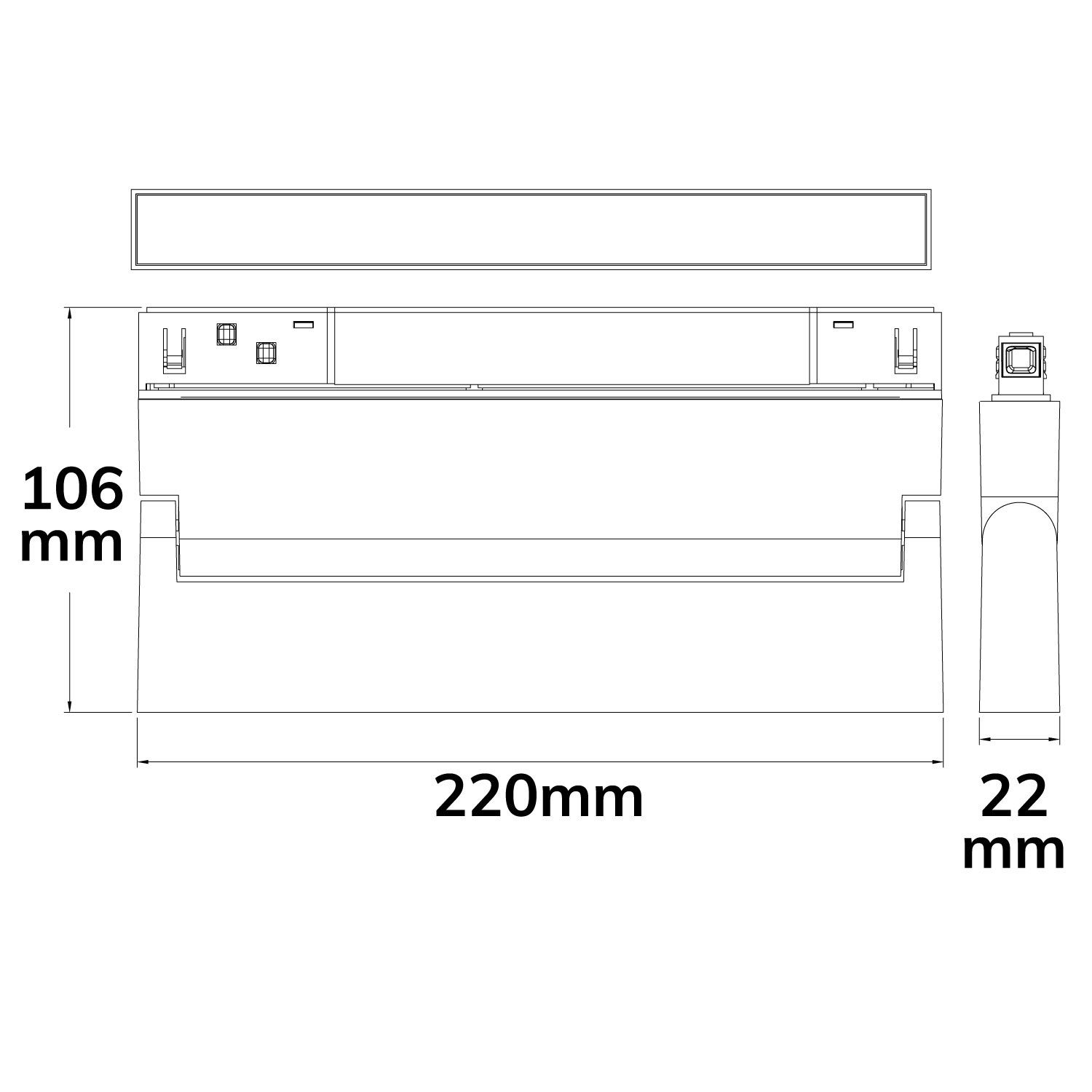 ISOLED Track48 Linear-Schienenstrahler 22cm schwarz, 12W, 120°, UGR