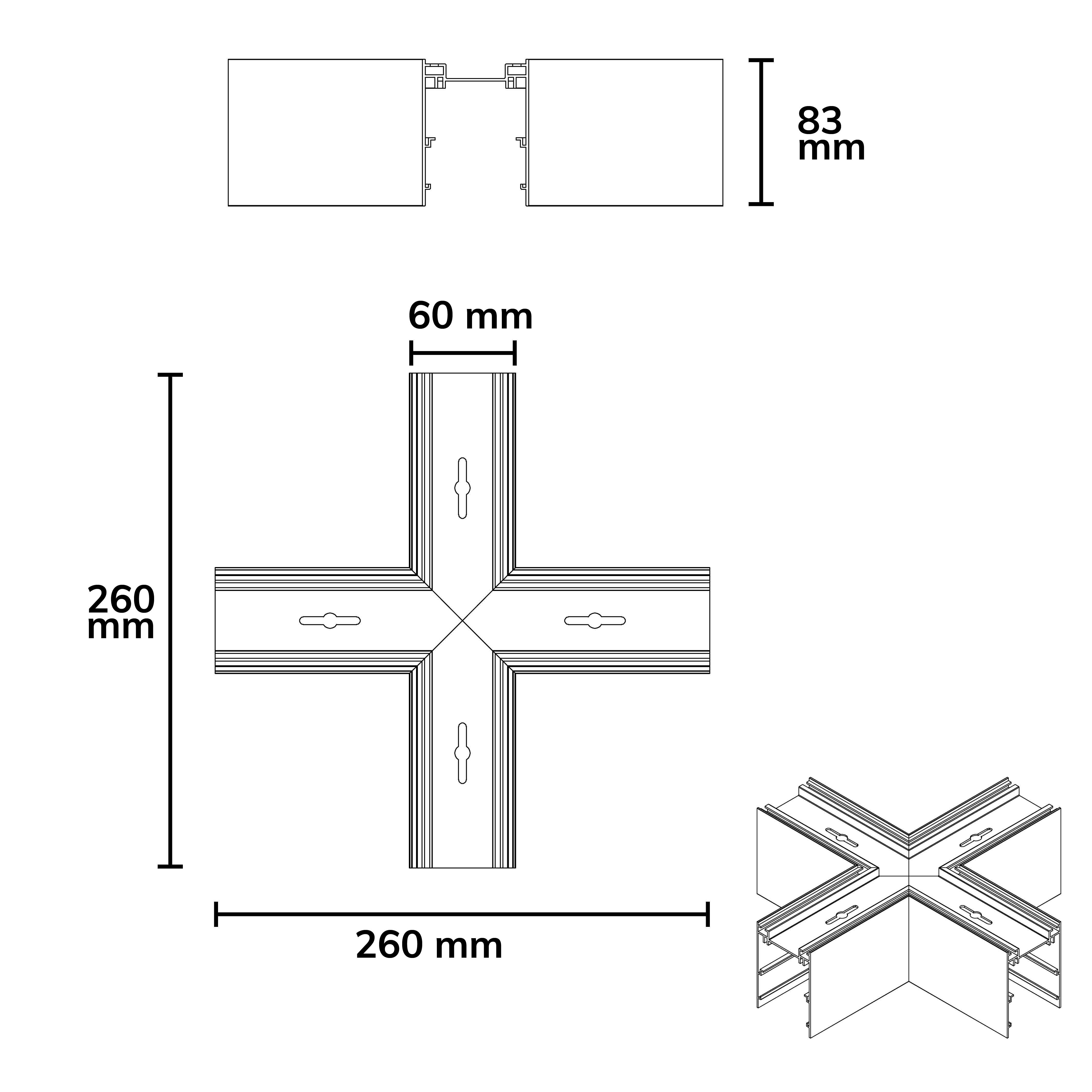ISOLED X-Verbinder für Aufbau/Hängeleuchte LINKLINE50 schwarz - 3
