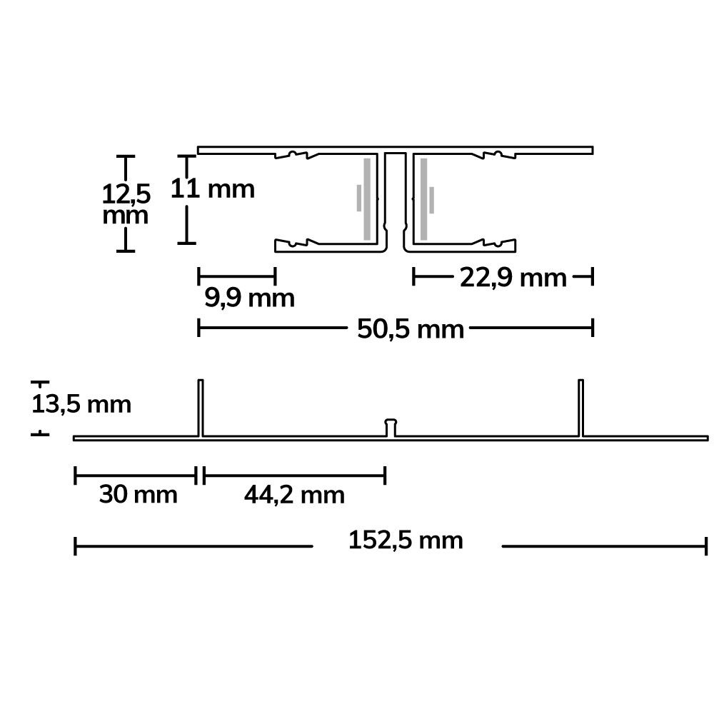 ISOLED LED Trockenbau-Leuchtenprofil Planar, schwarz pulverbeschichtet RAL 9005, 200cm - 2