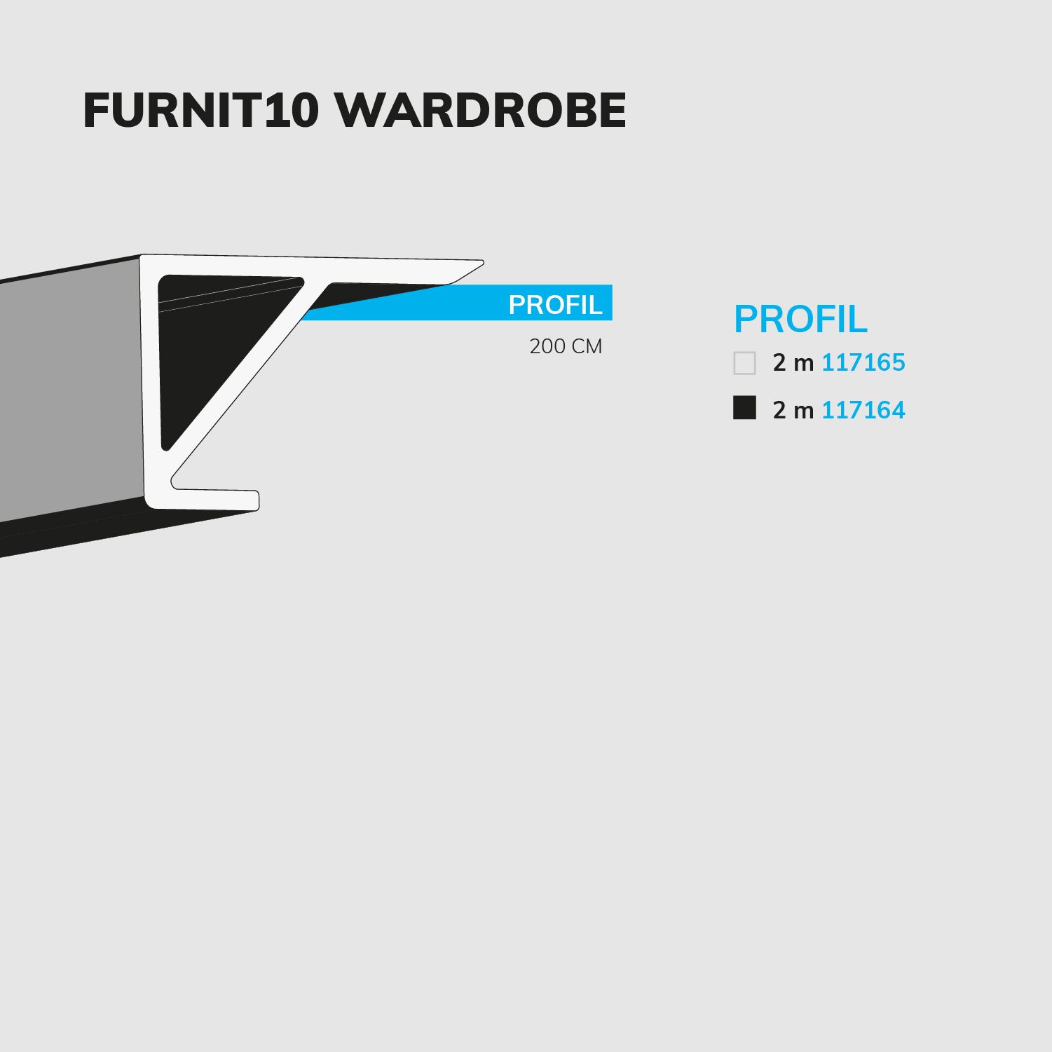 ISOLED LED Schrankprofil FURNIT10 WARDROBE, Aluminium, schwarz, RAL9005 - 5