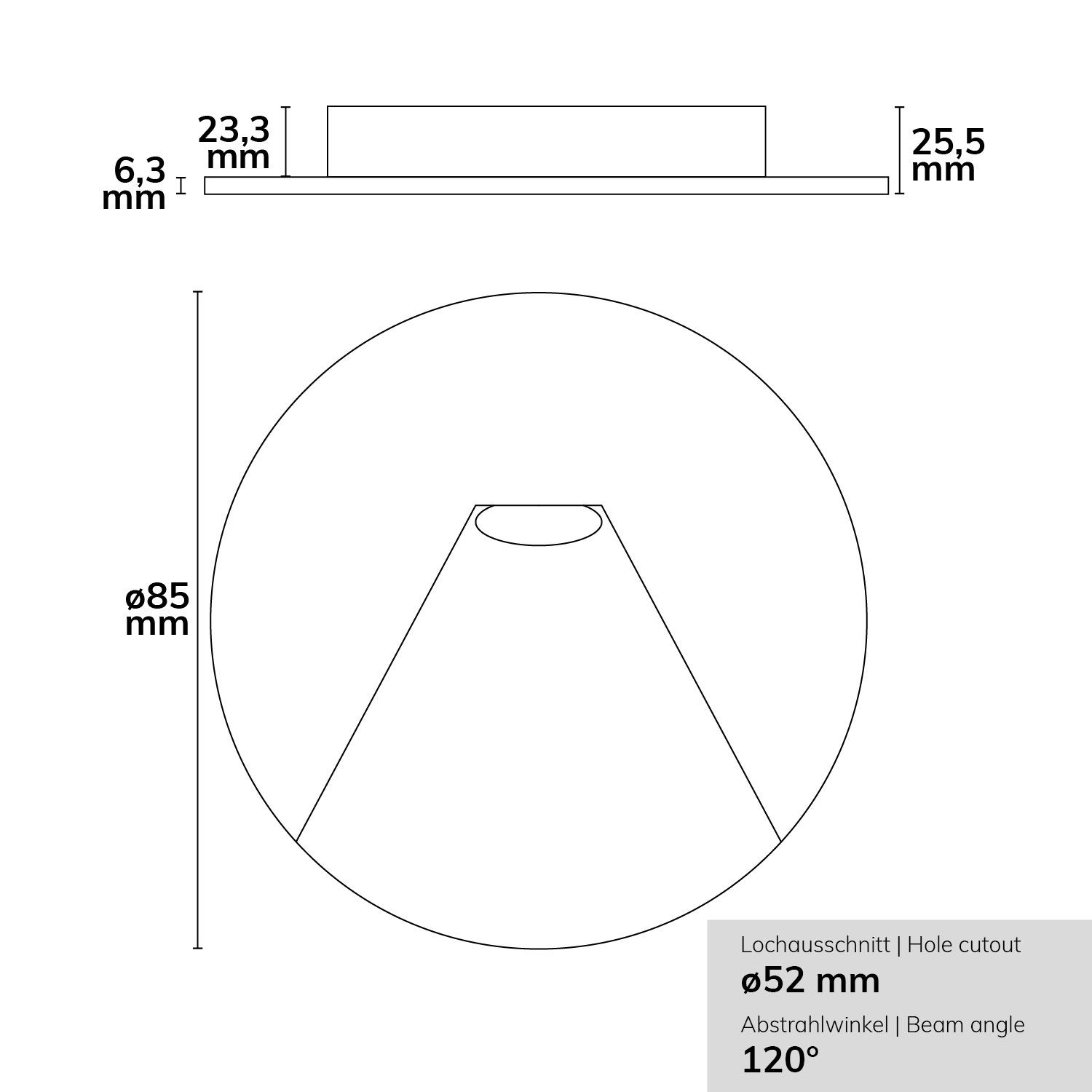 ISOLED Cover Aluminium rund 2 schwarz für Sys-Wall68 - 2