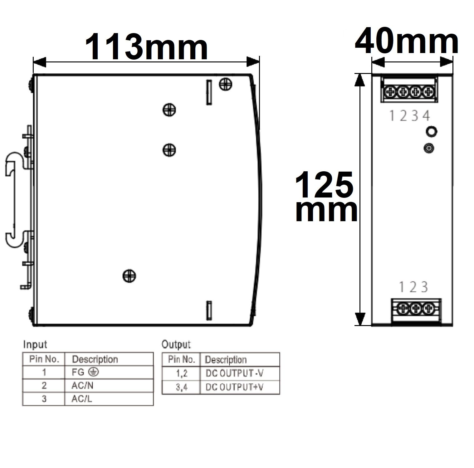 ISOLED LED Hutschienen-Trafo 48V, 48~55V/DC, 0-150W - 3