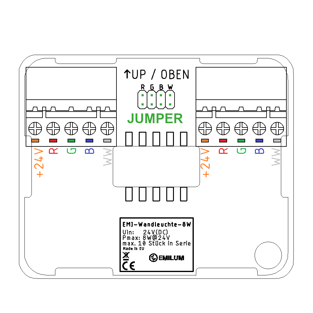 Emilum LED-Wandleuchte 24V, 8W, RGBW/2700K, CRI90, IP54 Schwarz - 11