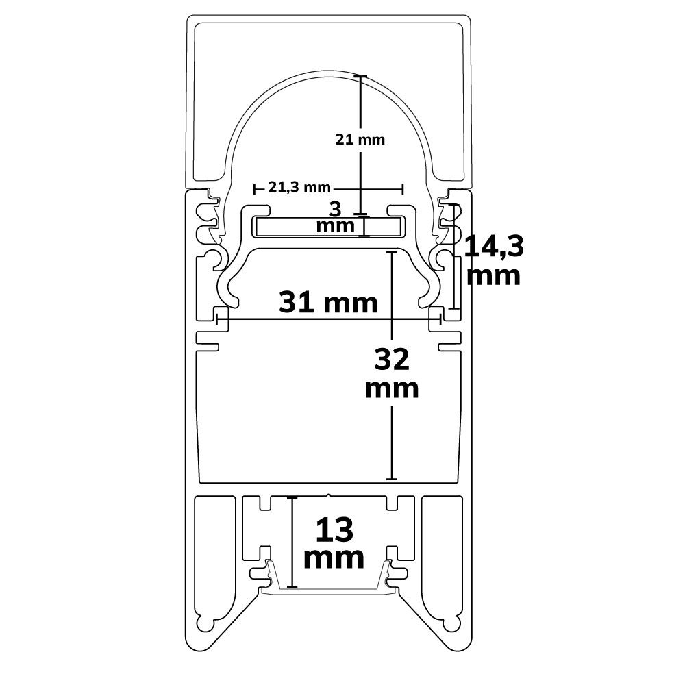 ISOLED LED Leuchtenprofil HALON Aluminium weiß RAL 9003 300cm, Kühlstreifen Klickbar - 3