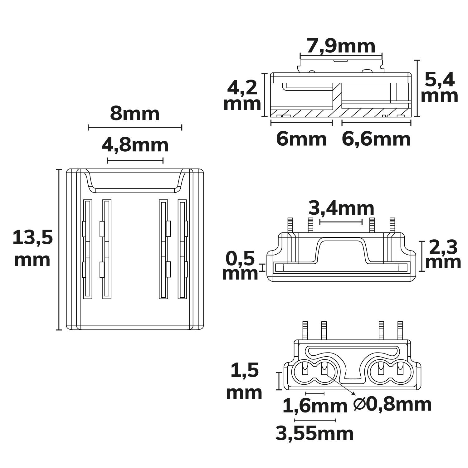 ISOLED Kontakt-Kabelanschluss (max. 5A/0,5qmm) K2-410-COB für 4-pol. IP20 Flexstripes mit Breite 10mm - 3