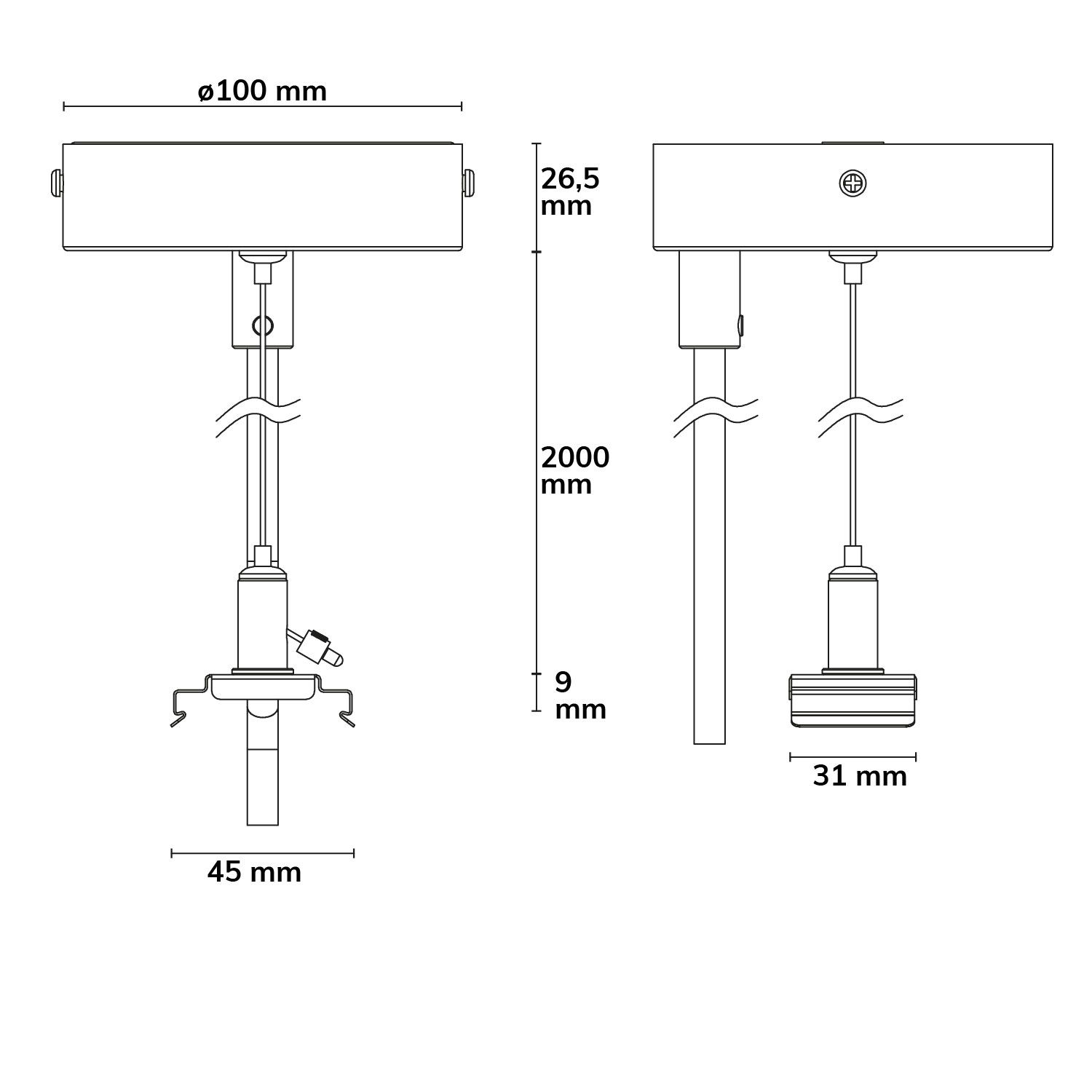 ISOLED Seilabhängung mit Baldachin für LED Hängeleuchte LINKLINE50 weiß - 2