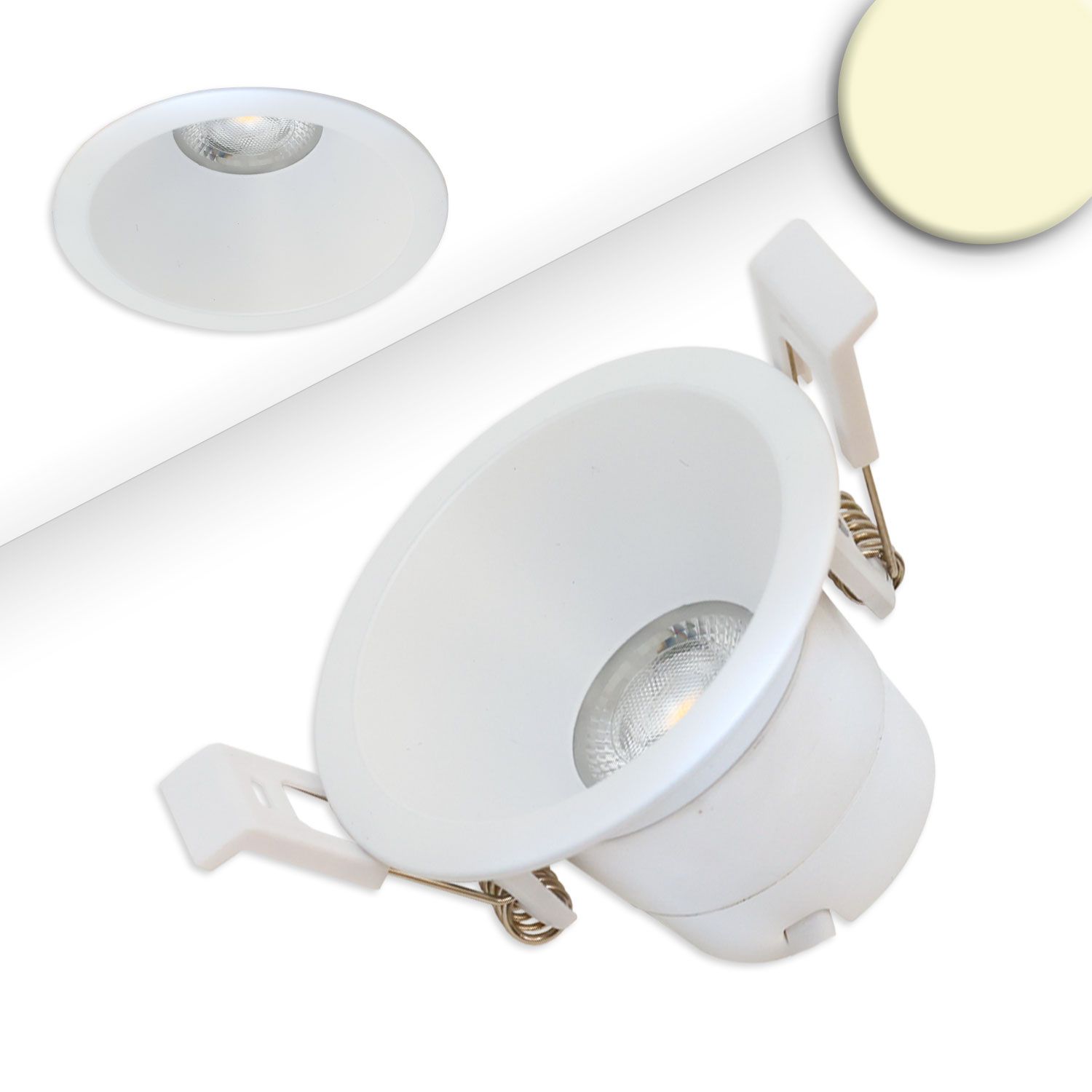 ISOLED LED Einbaustrahler BACK60, weiß matt, rund, 5W, CRI90, 2700K, rückversetzt, UGR