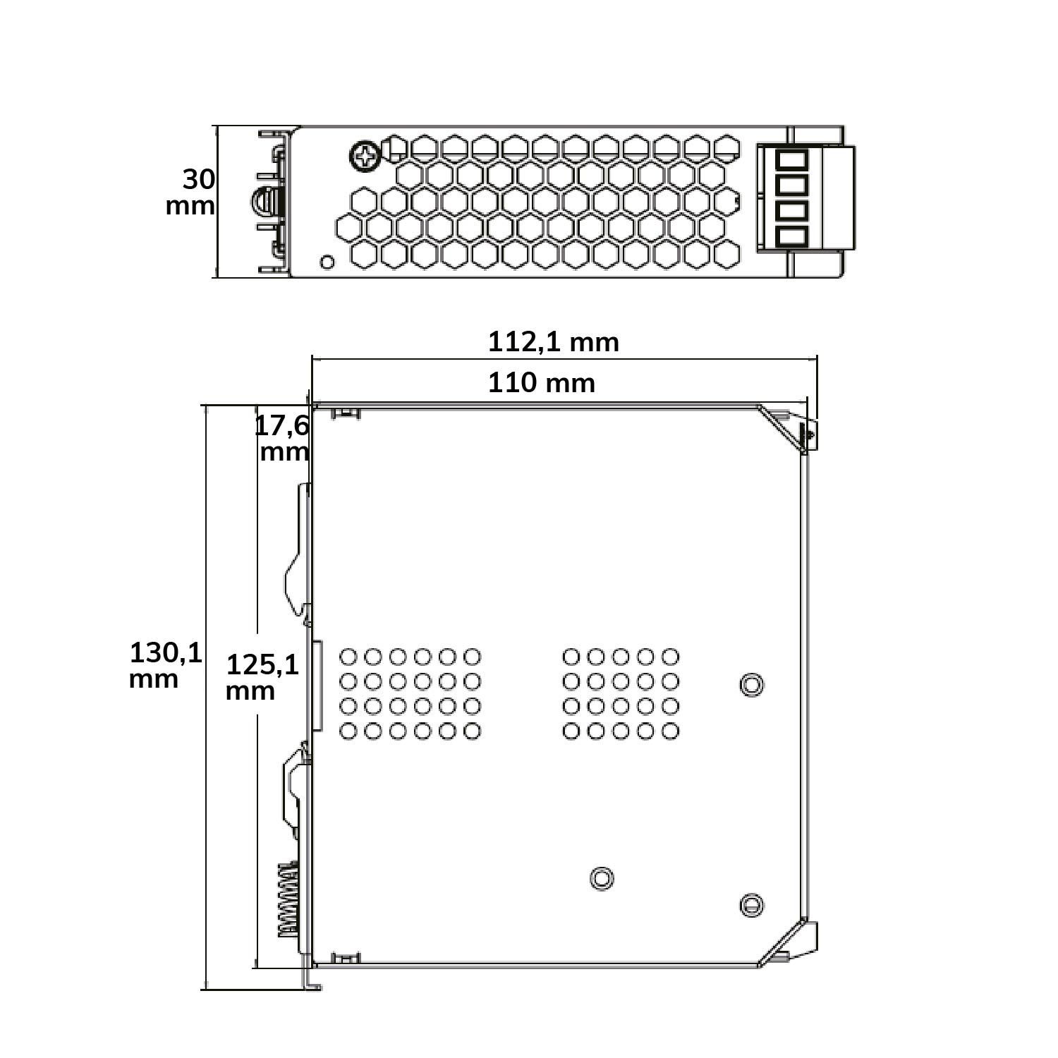 ISOLED LED Hutschienen-Trafo 24V, 24~28V/DC, 0-240W - 3
