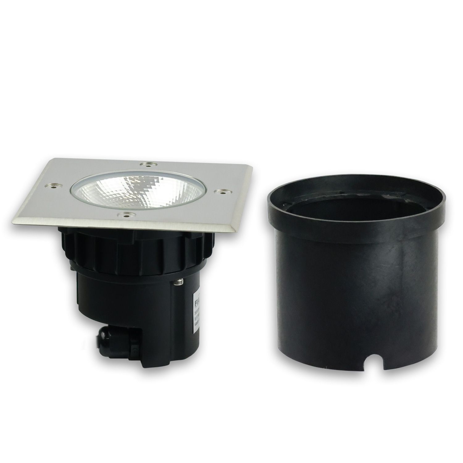 ISOLED LED Bodeneinbaustrahler, eckig, Edelstahl, IP67, 7W COB, 90°, warmweiß - 2