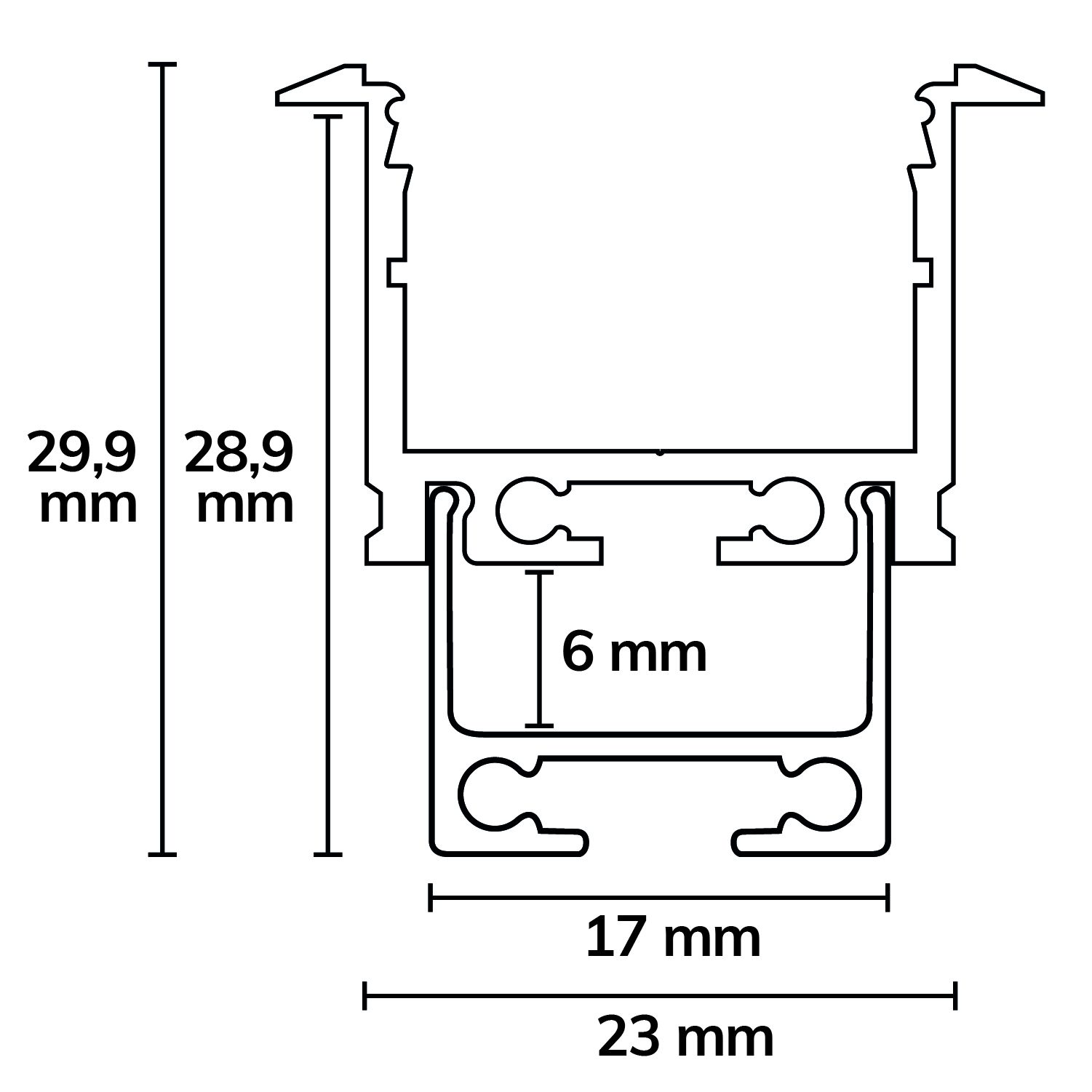 ISOLED LED Einbauprofil IL-ALU20 eloxiert, 200cm - 3