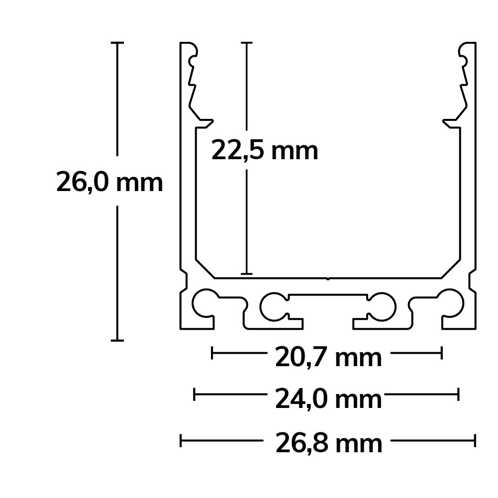 ISOLED LED Aufbauprofil SURF20 Aluminium eloxiert, 200cm - 3