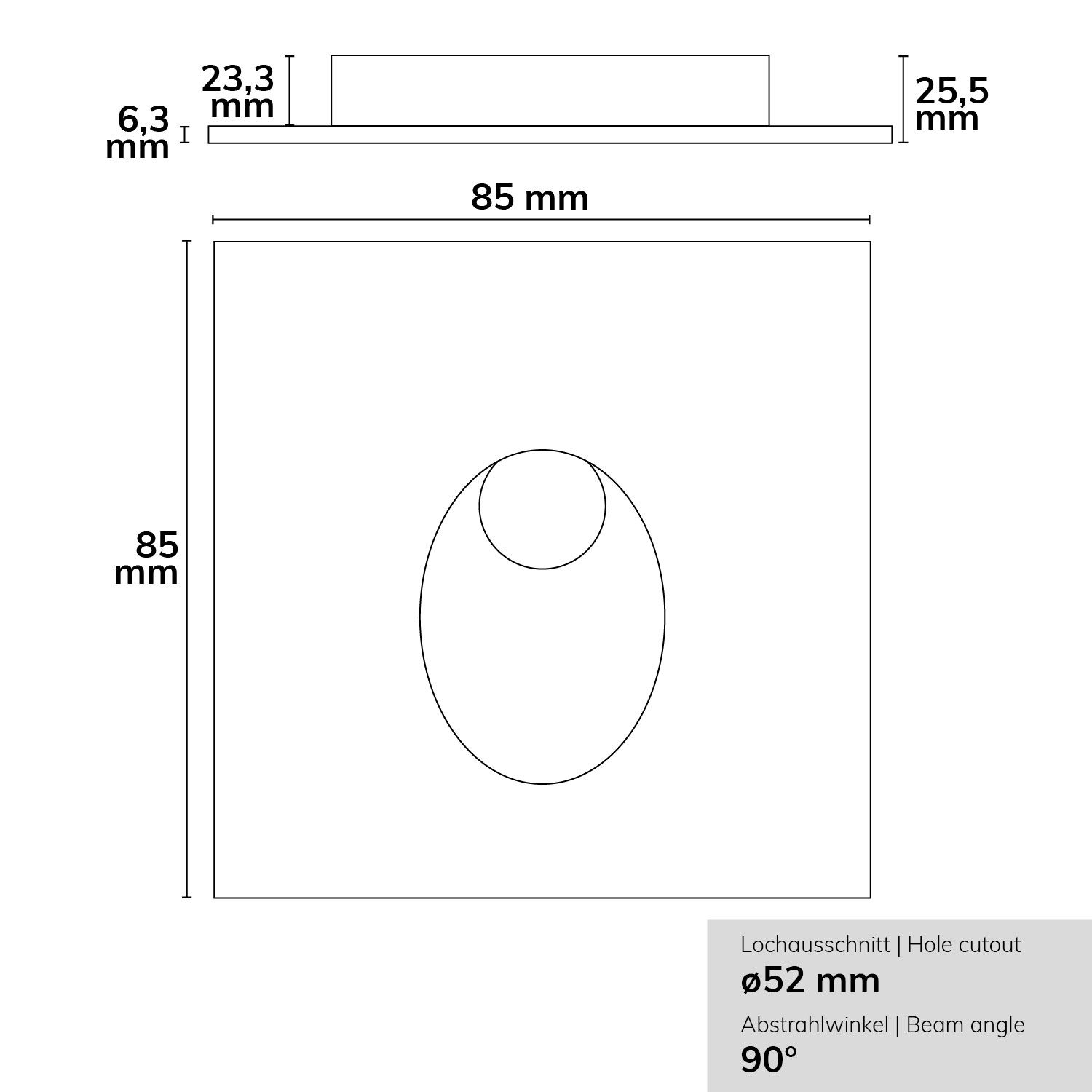 ISOLED Cover Aluminium eckig 1 weiß für Sys-Wall68 - 2