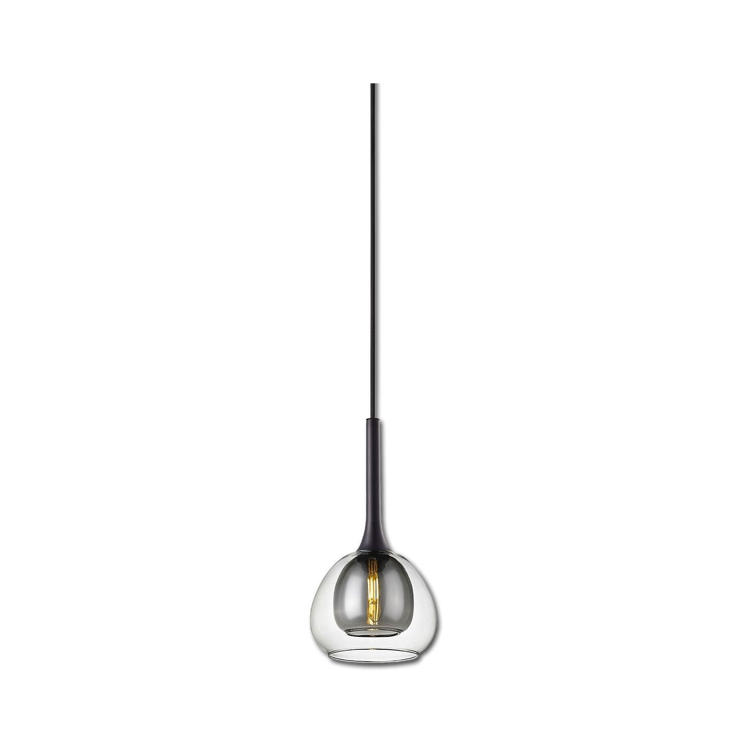 ISOLED Pendelleuchte, clear/black Glas, E14, 50-300cm, exkl. Leuchtmittel, exkl. Baldachin - 1